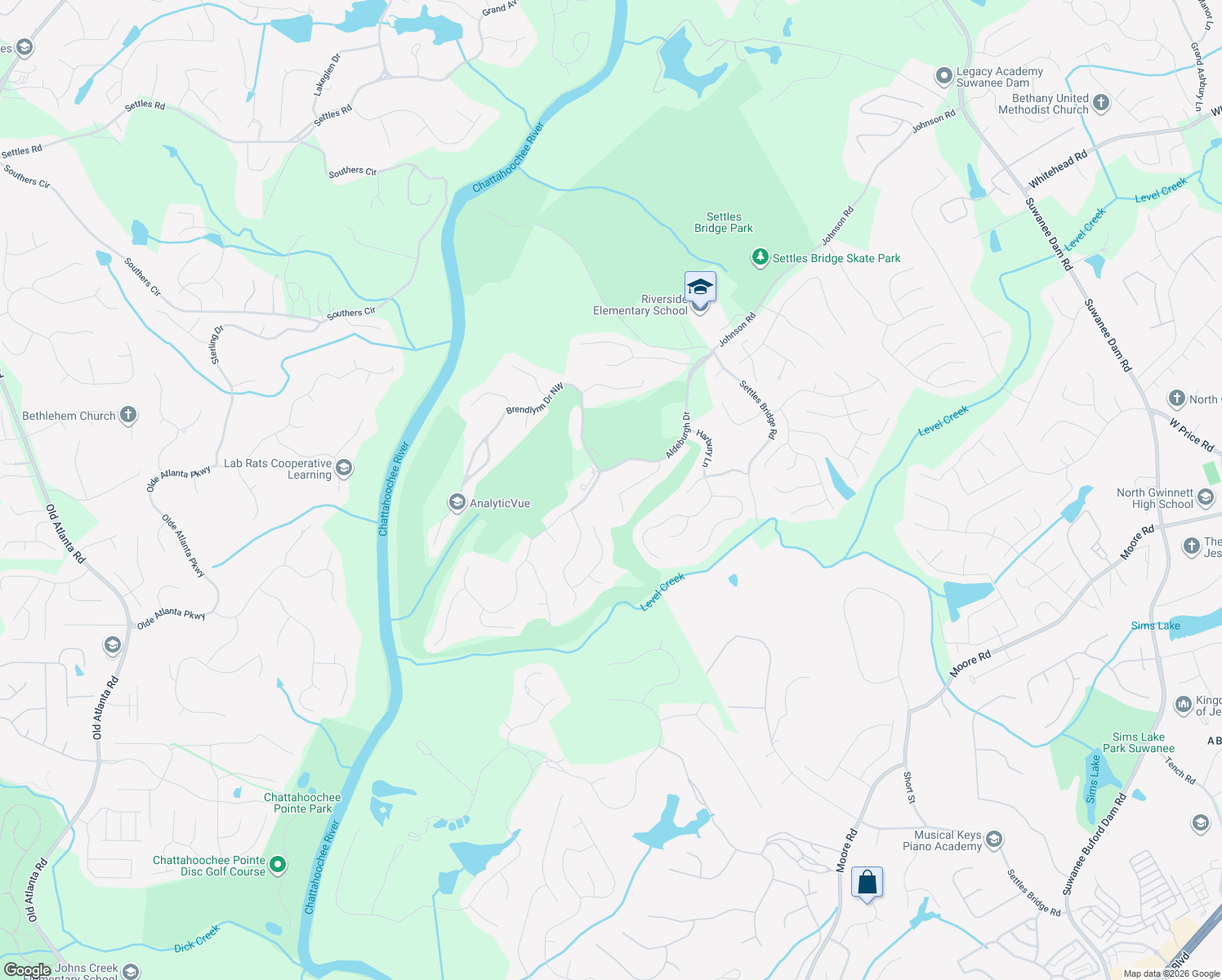map of restaurants, bars, coffee shops, grocery stores, and more near 5170 Adeburgh Court Northwest in Suwanee