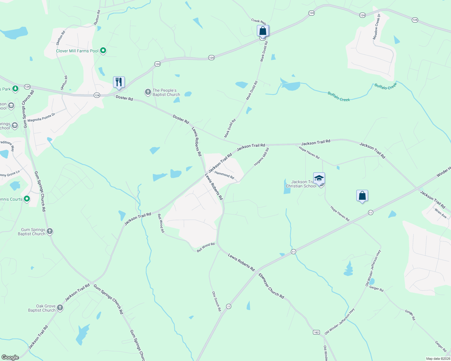 map of restaurants, bars, coffee shops, grocery stores, and more near 126 Hammond Road in Jefferson