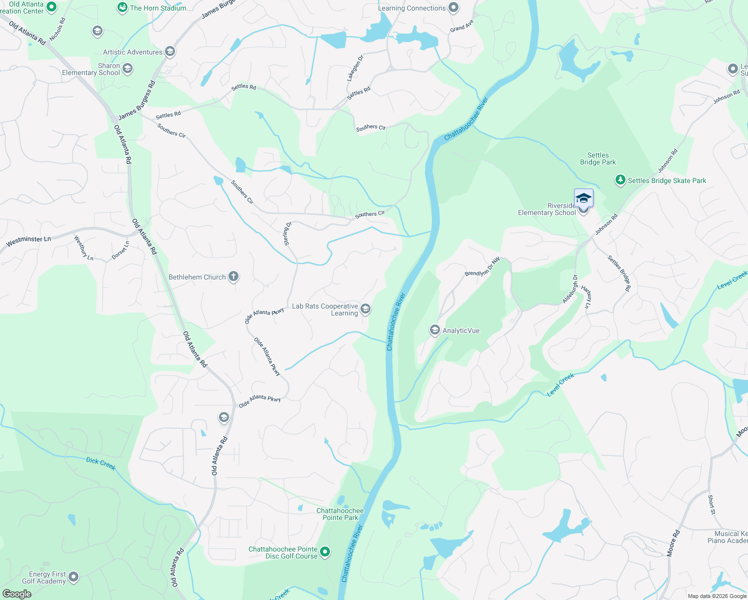 map of restaurants, bars, coffee shops, grocery stores, and more near 6630 River Crest Point in Suwanee