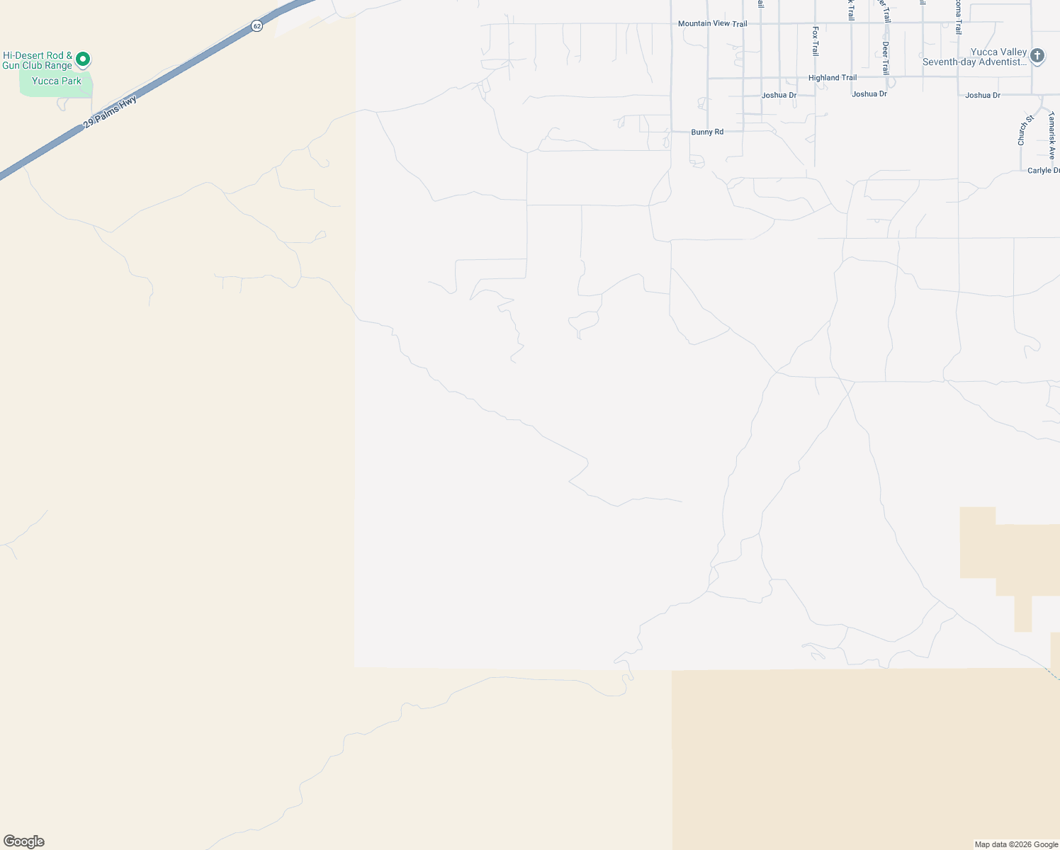 map of restaurants, bars, coffee shops, grocery stores, and more near Benmar Trail in Yucca Valley
