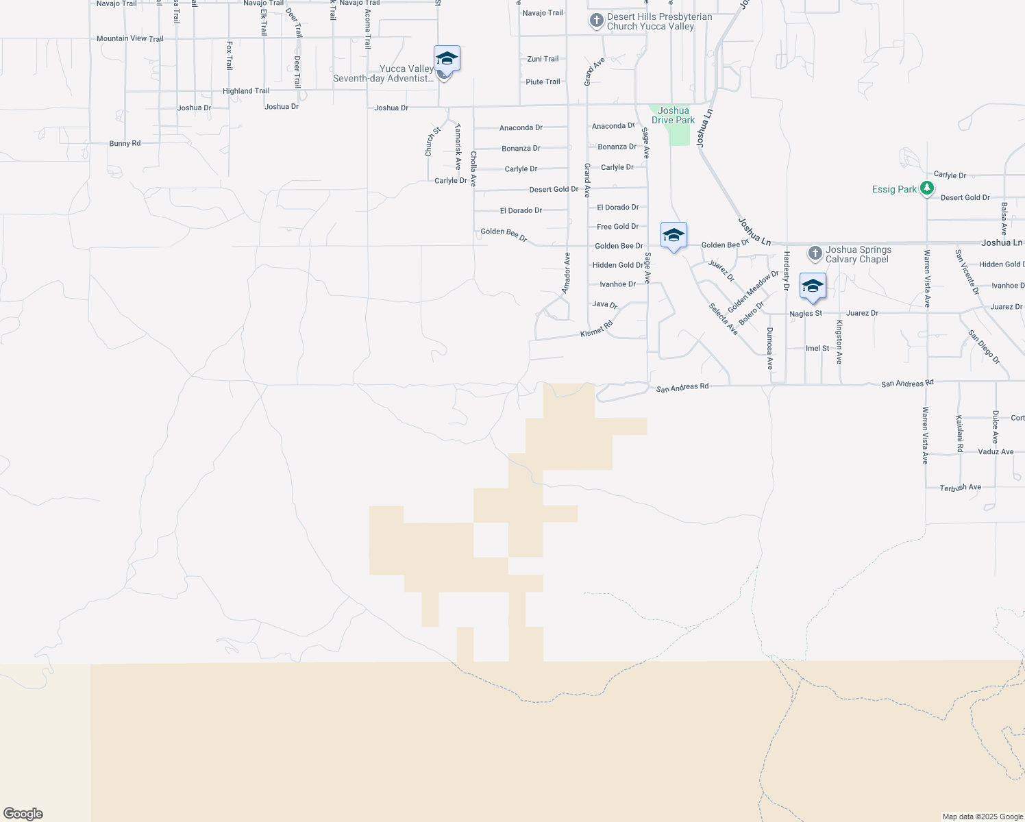 map of restaurants, bars, coffee shops, grocery stores, and more near 8991 Amador Avenue in Yucca Valley