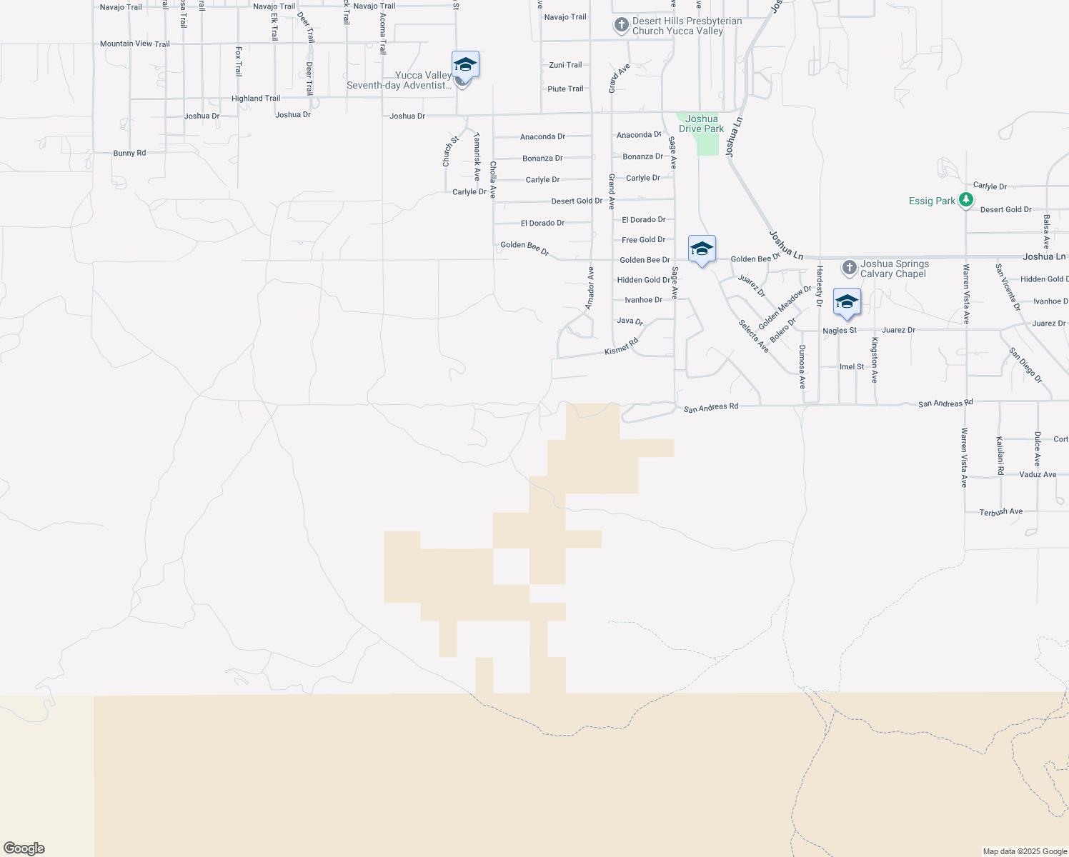 map of restaurants, bars, coffee shops, grocery stores, and more near 8991 Amador Avenue in Yucca Valley