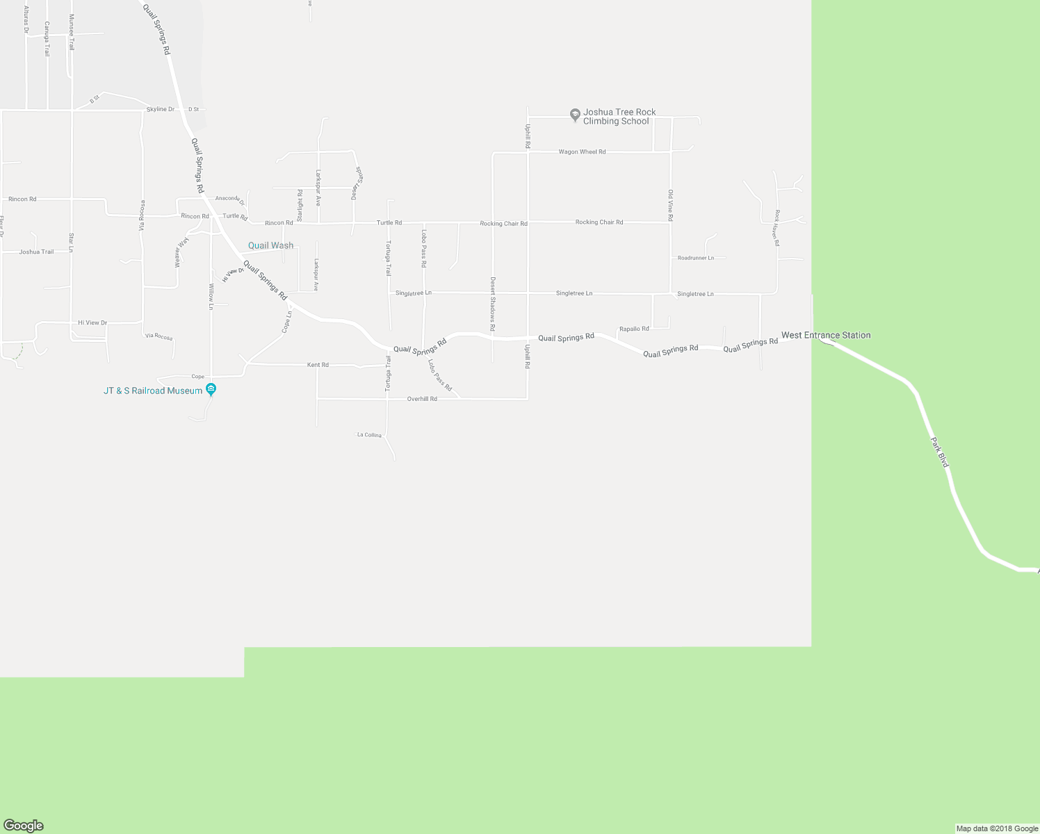 map of restaurants, bars, coffee shops, grocery stores, and more near 63275 Overhill Road in Joshua Tree