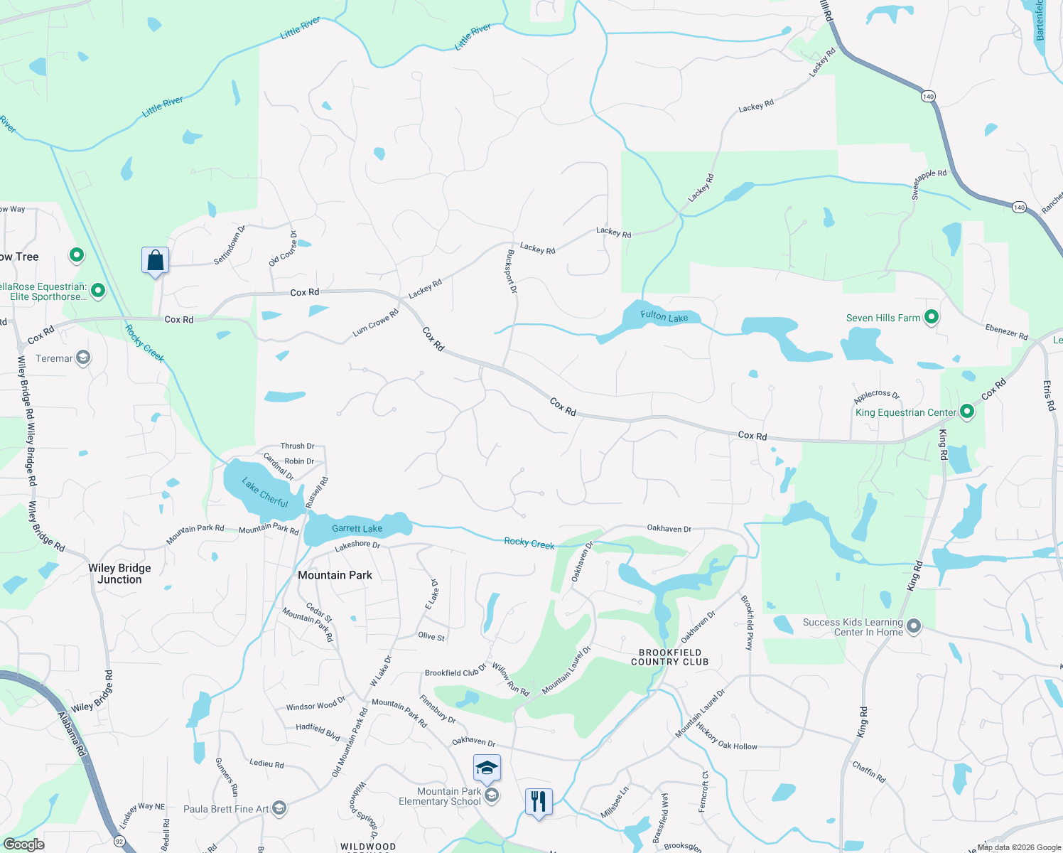 map of restaurants, bars, coffee shops, grocery stores, and more near 350 Winn Park Ct in Roswell