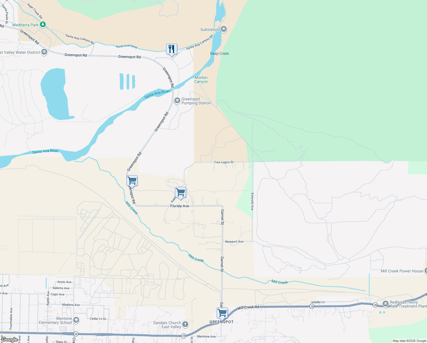 map of restaurants, bars, coffee shops, grocery stores, and more near 32265 Sapphire Street in Mentone