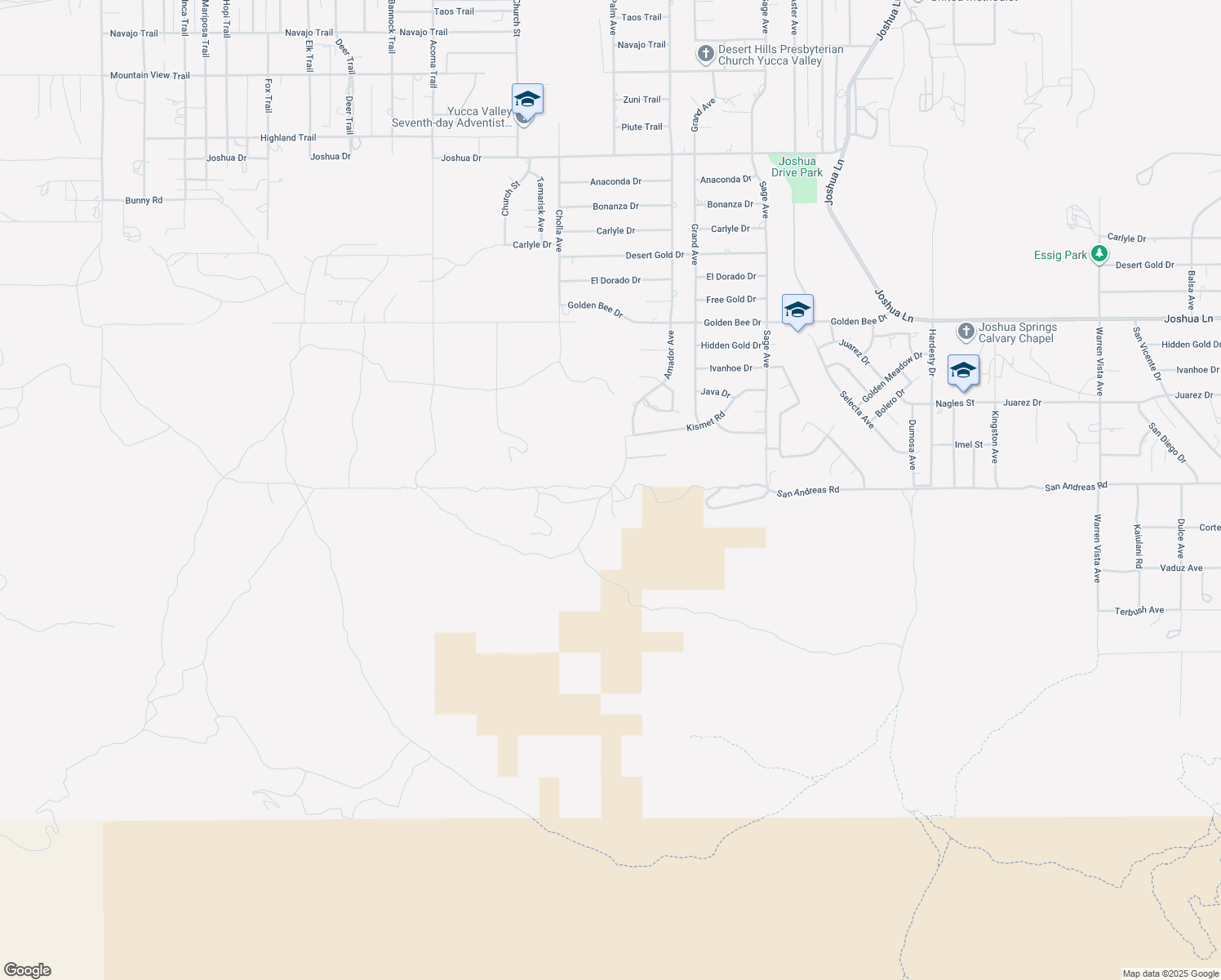 map of restaurants, bars, coffee shops, grocery stores, and more near 56383 Eagles Nest in Yucca Valley