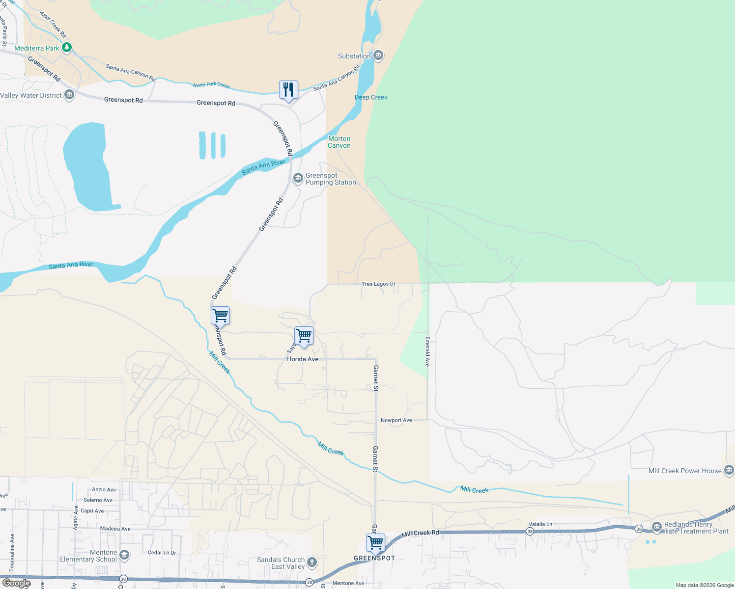map of restaurants, bars, coffee shops, grocery stores, and more near 32265 Sapphire Street in Mentone