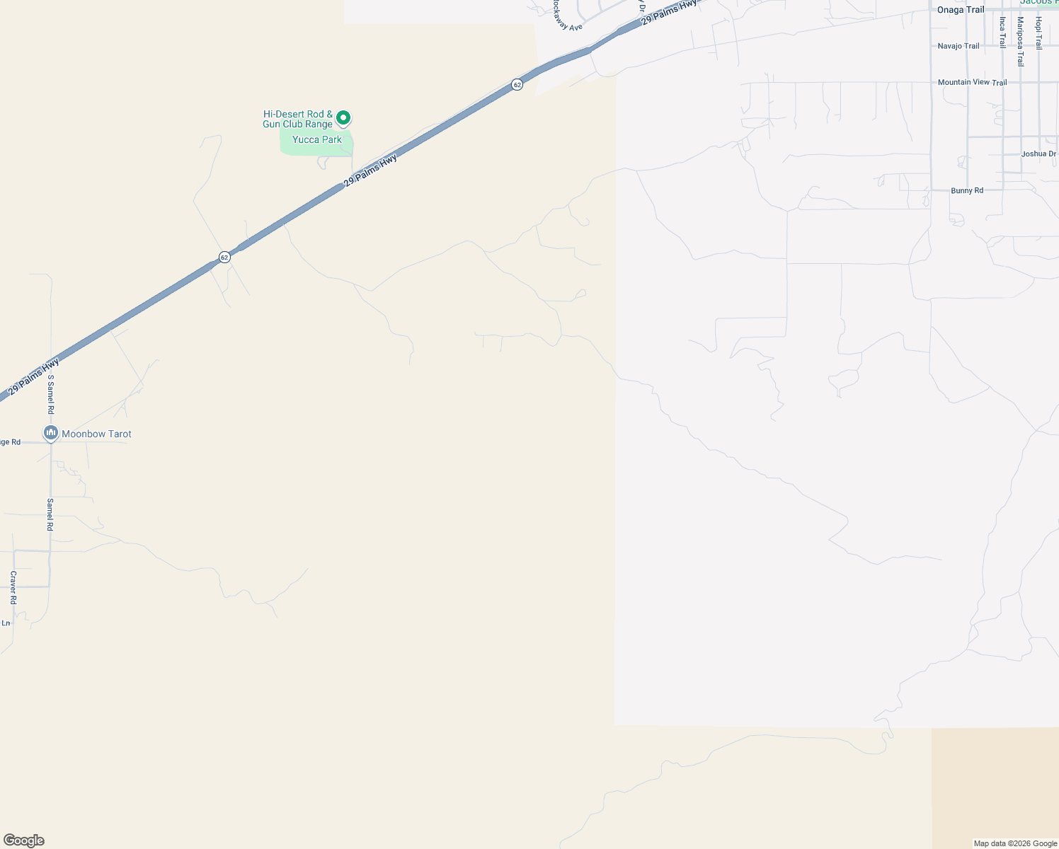 map of restaurants, bars, coffee shops, grocery stores, and more near Benmar Trail in Yucca Valley