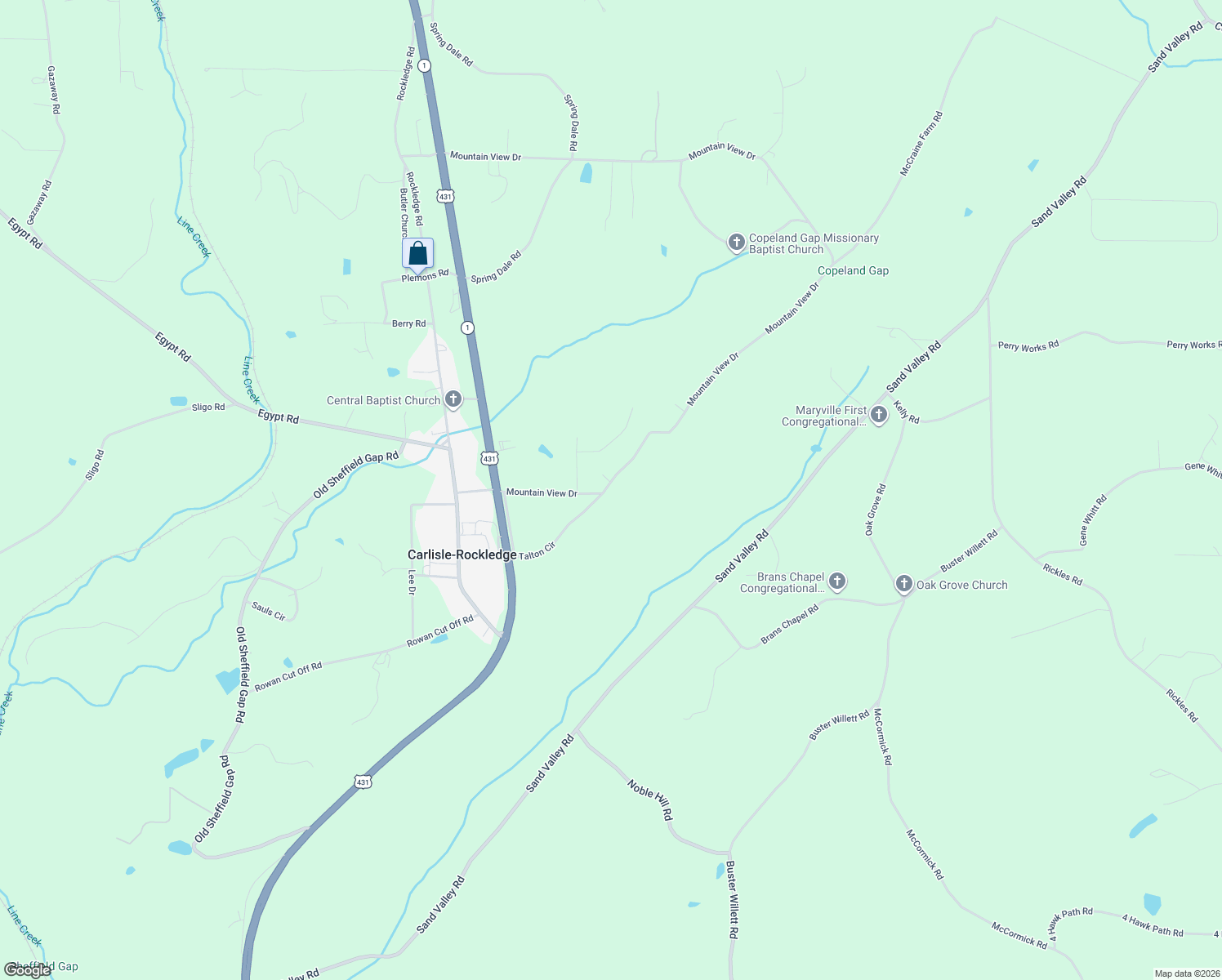 map of restaurants, bars, coffee shops, grocery stores, and more near 336 Mountain View Drive in Attalla