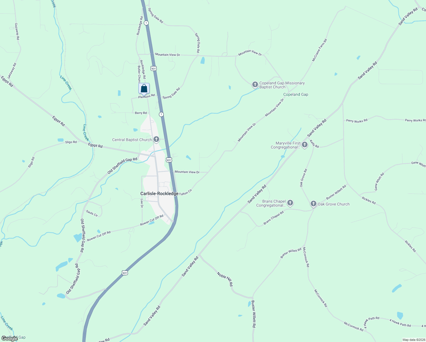 map of restaurants, bars, coffee shops, grocery stores, and more near 336 Mountain View Drive in Attalla