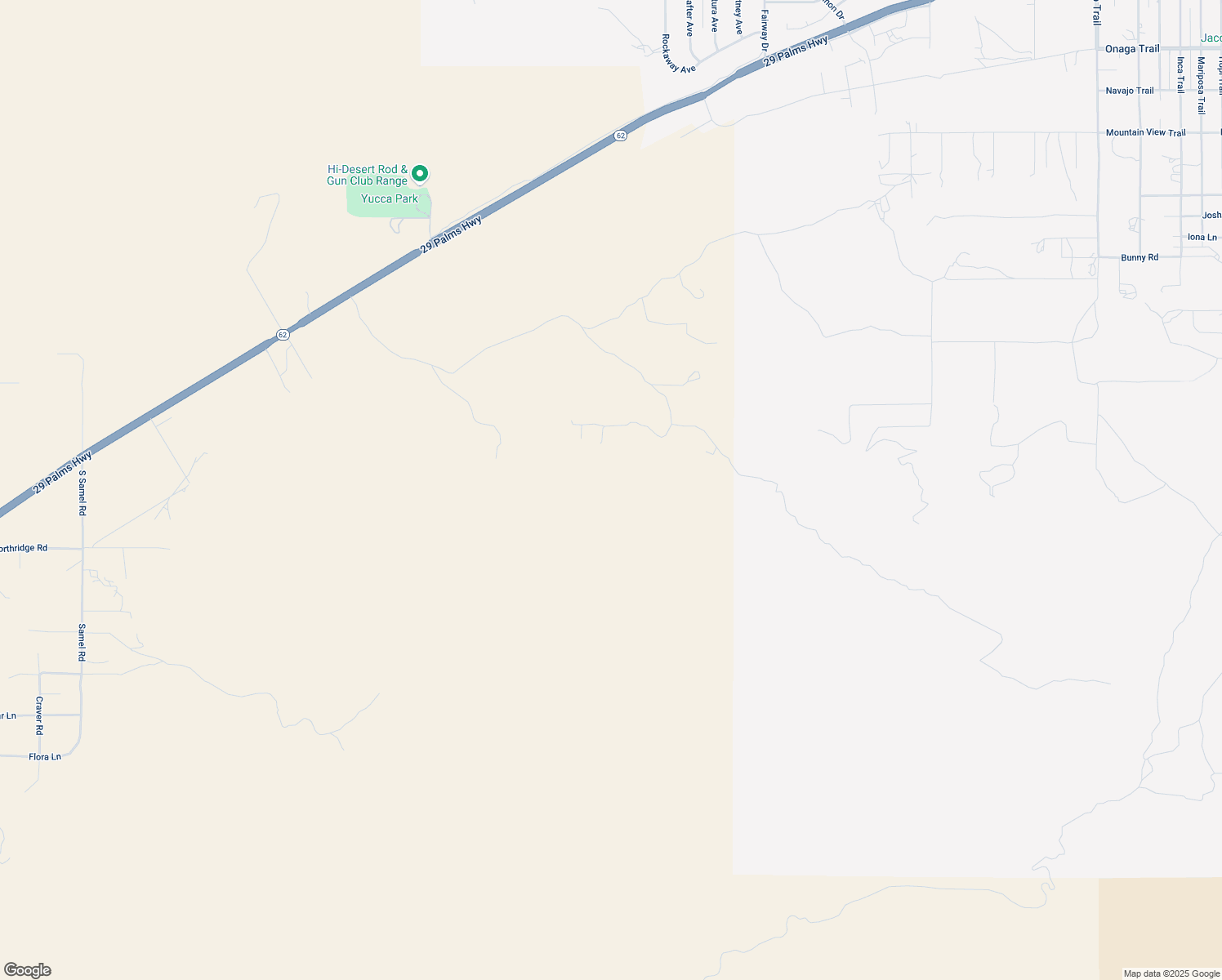 map of restaurants, bars, coffee shops, grocery stores, and more near Benmar Trail in Yucca Valley