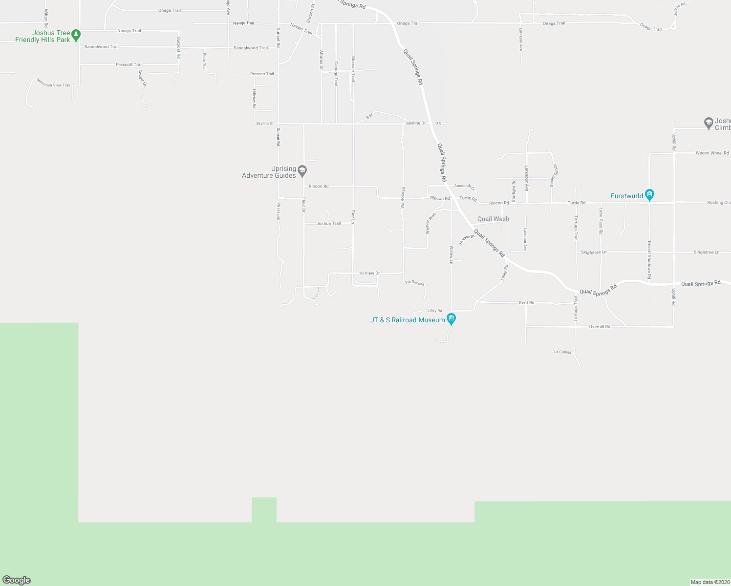 map of restaurants, bars, coffee shops, grocery stores, and more near 9561 Star Lane in Joshua Tree