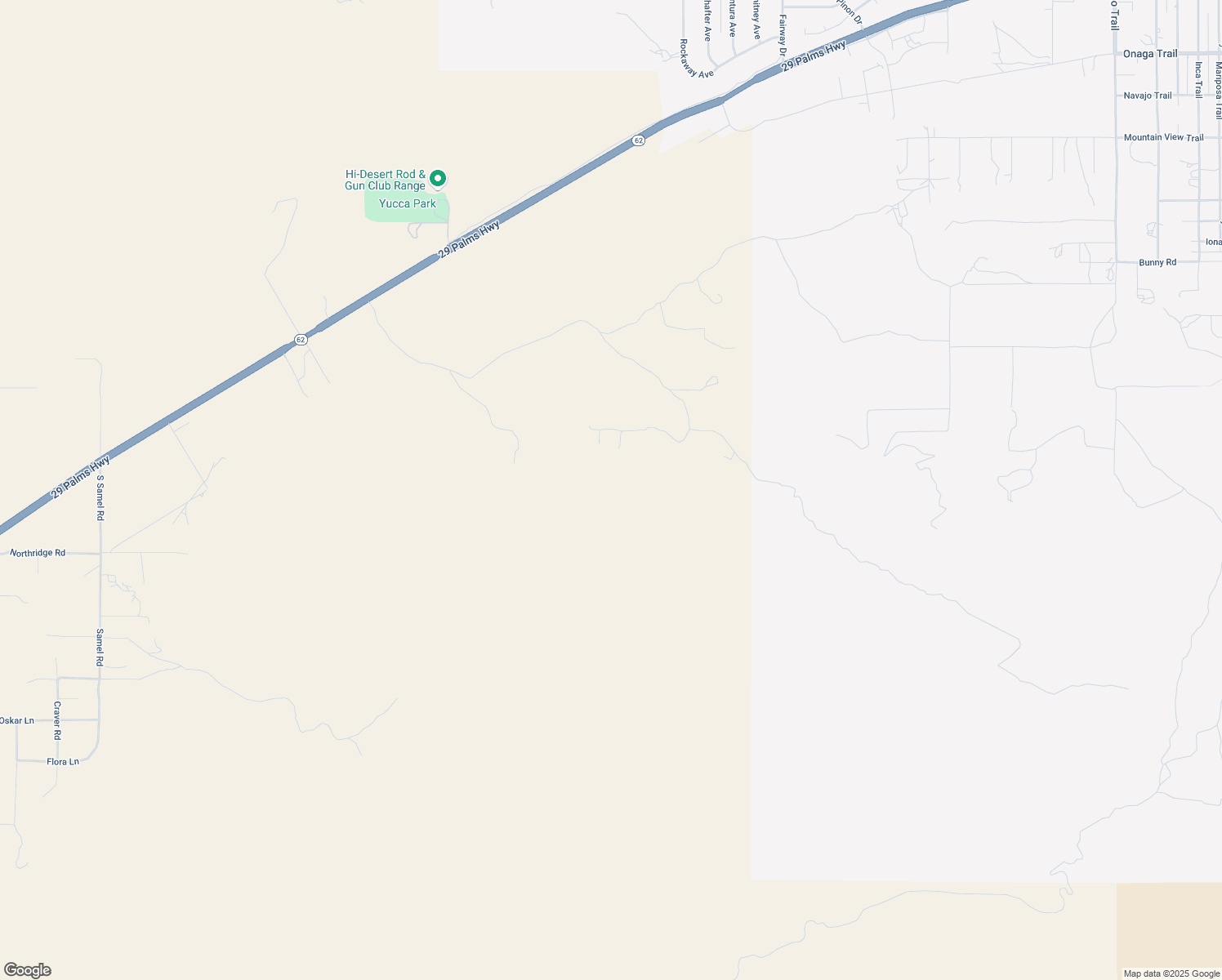 map of restaurants, bars, coffee shops, grocery stores, and more near Benmar Trail in Yucca Valley