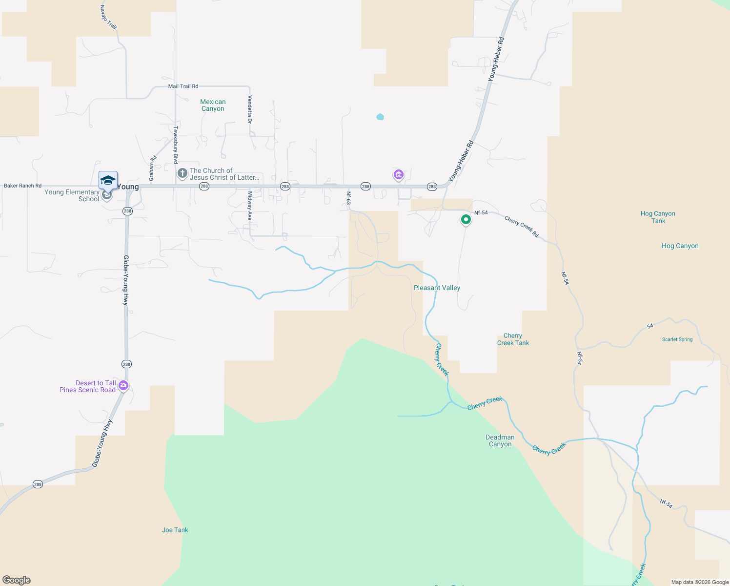 map of restaurants, bars, coffee shops, grocery stores, and more near Barracks Road in Young