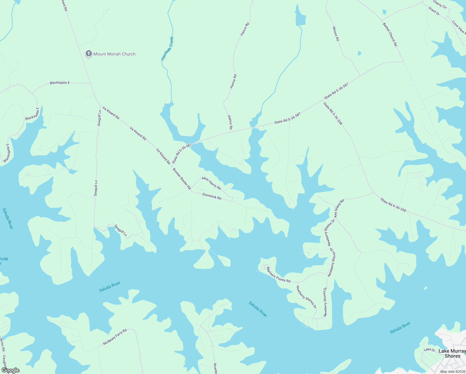 map of restaurants, bars, coffee shops, grocery stores, and more near 50 Caughman's Place in Prosperity