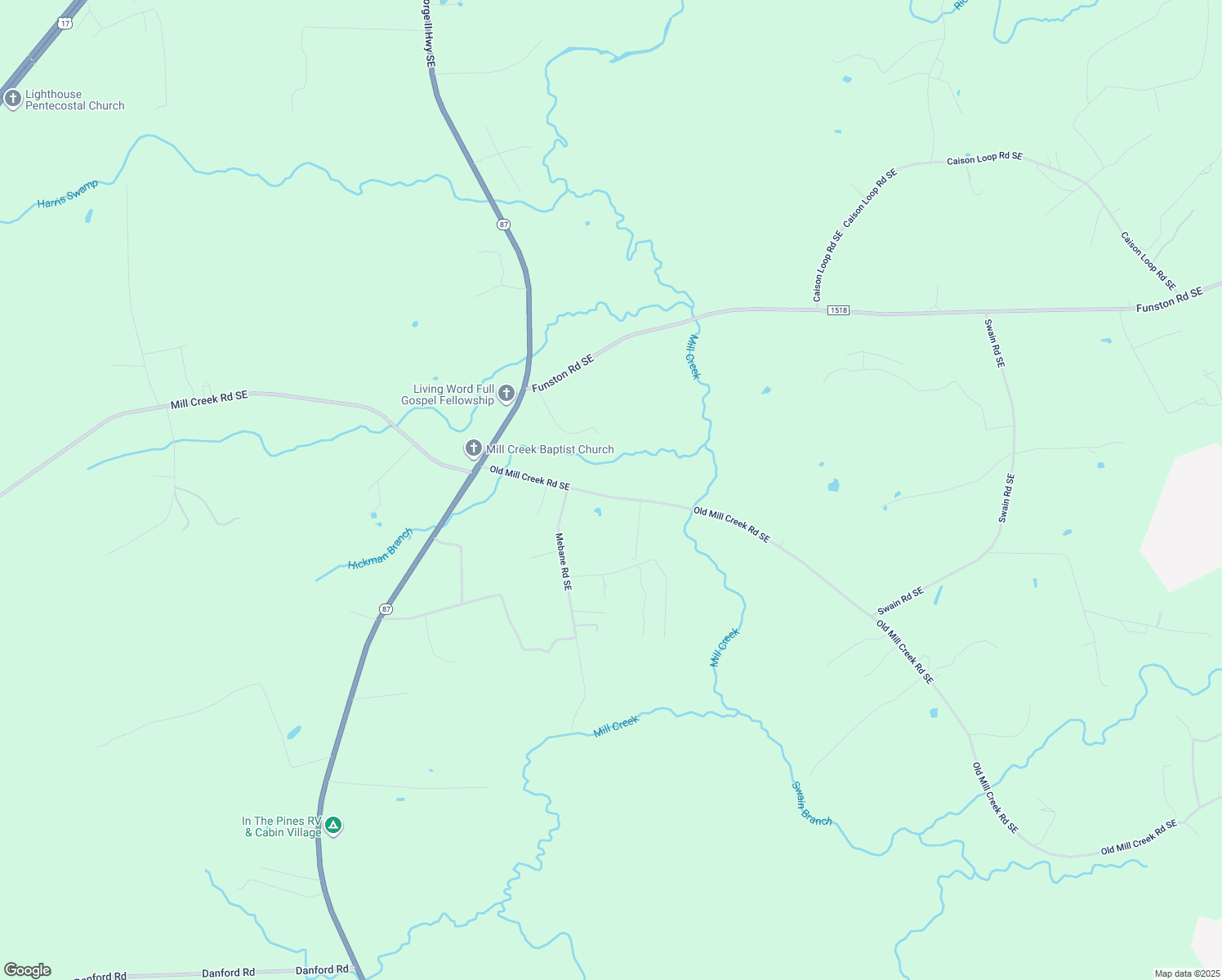 map of restaurants, bars, coffee shops, grocery stores, and more near 1260 Old Mill Creek Road Southeast in Winnabow