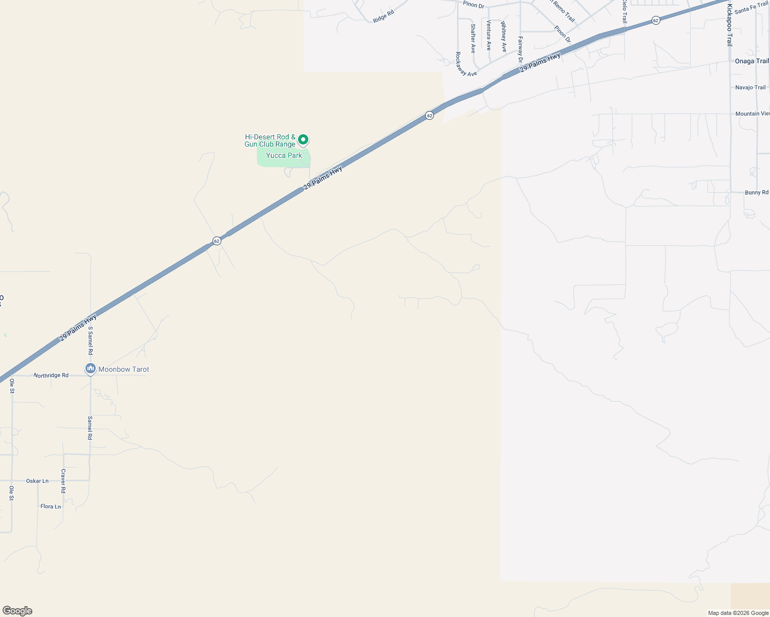 map of restaurants, bars, coffee shops, grocery stores, and more near Benmar Trail in Morongo Valley