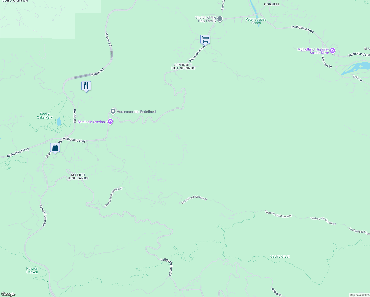 map of restaurants, bars, coffee shops, grocery stores, and more near 30884 Mulholland Highway in Malibu