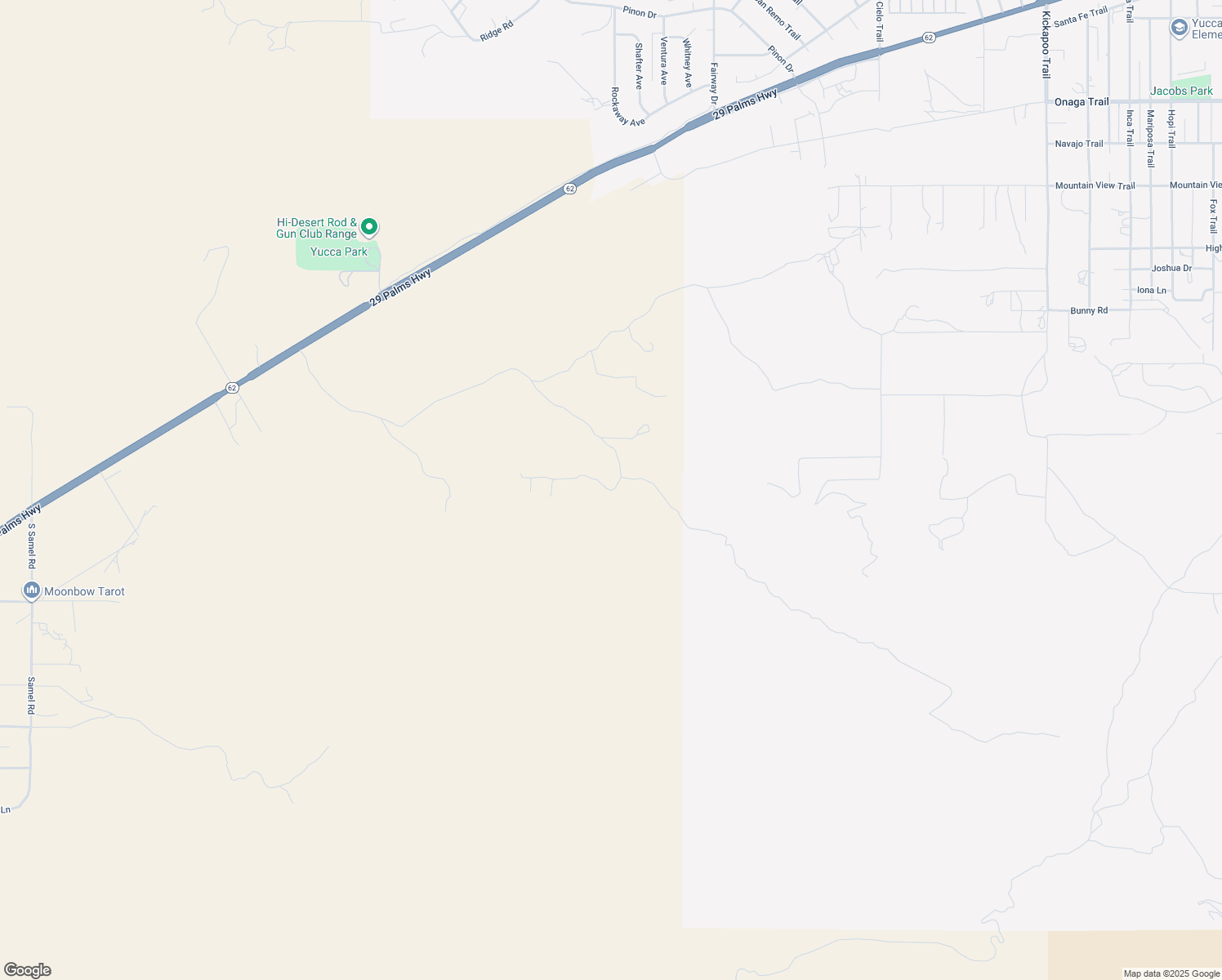 map of restaurants, bars, coffee shops, grocery stores, and more near Benmar Trail in Morongo Valley