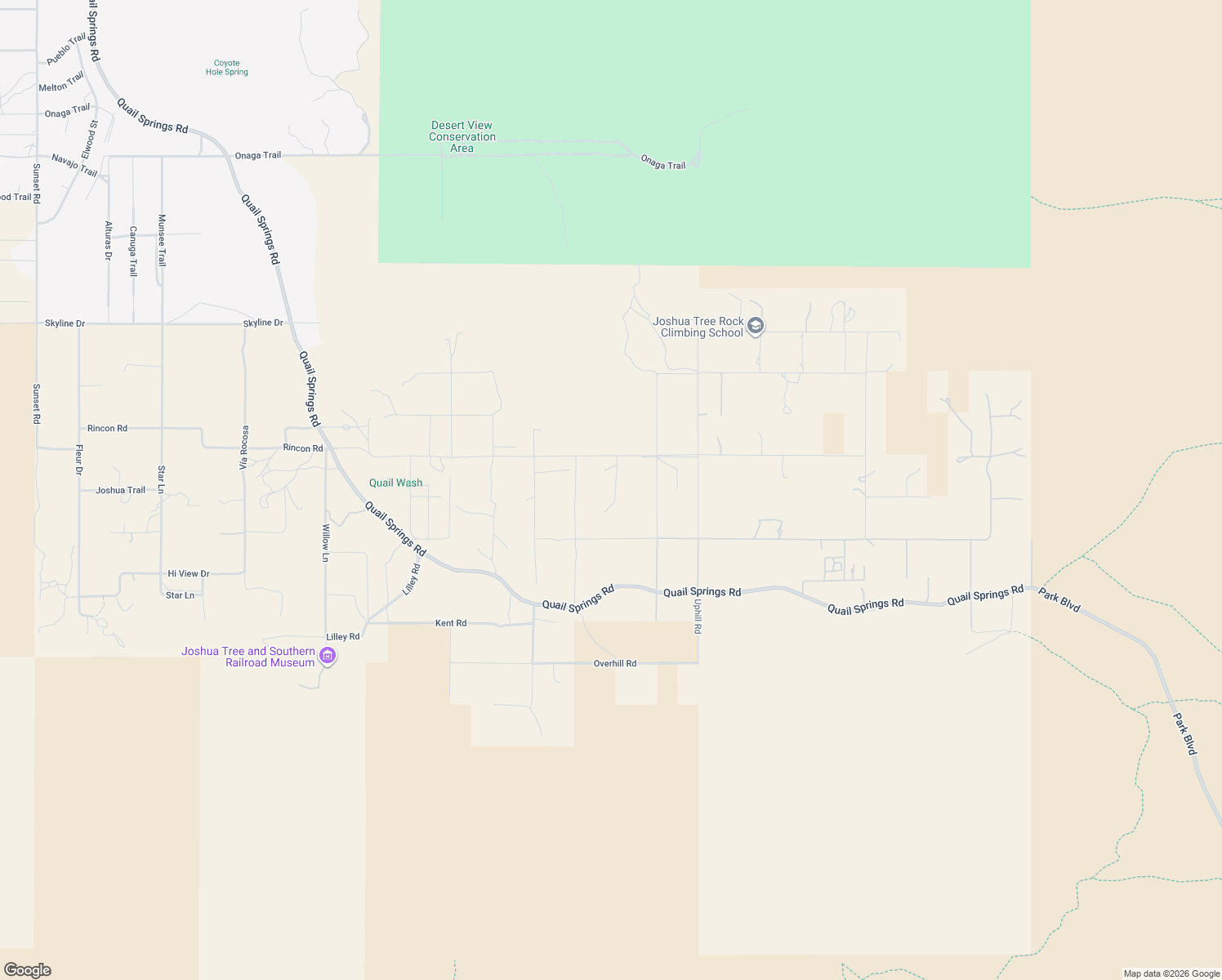 map of restaurants, bars, coffee shops, grocery stores, and more near 8575 Lobo Pass Road in Joshua Tree