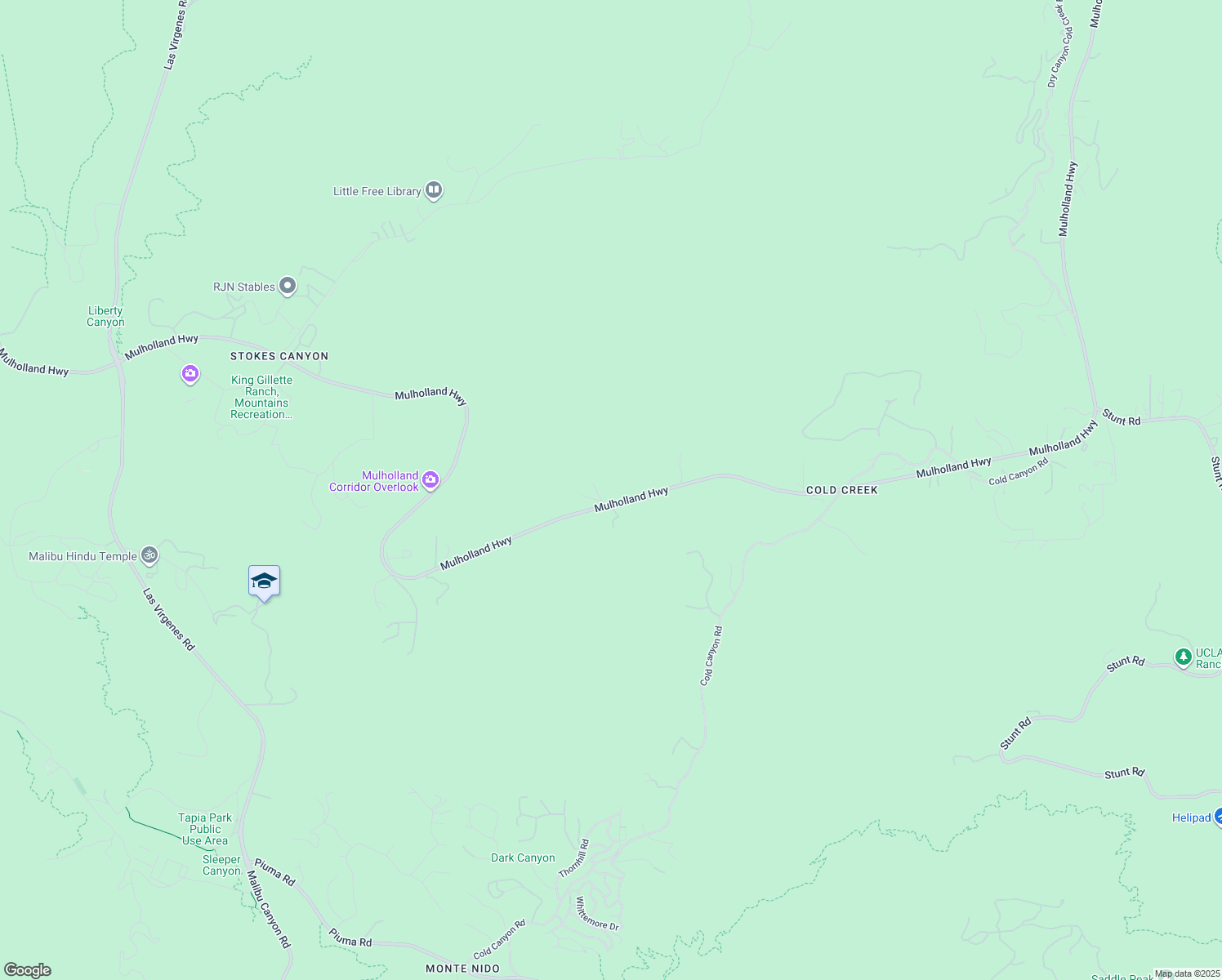 map of restaurants, bars, coffee shops, grocery stores, and more near 25613 Mulholland Highway in Calabasas