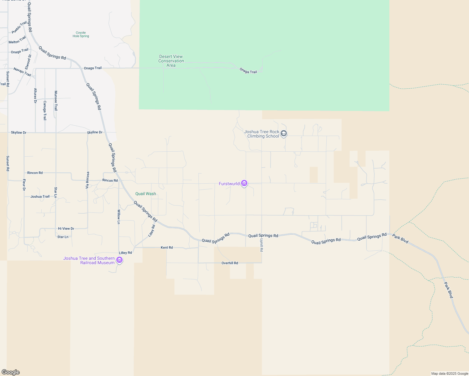 map of restaurants, bars, coffee shops, grocery stores, and more near 63131 Rocking Chair Road in Joshua Tree