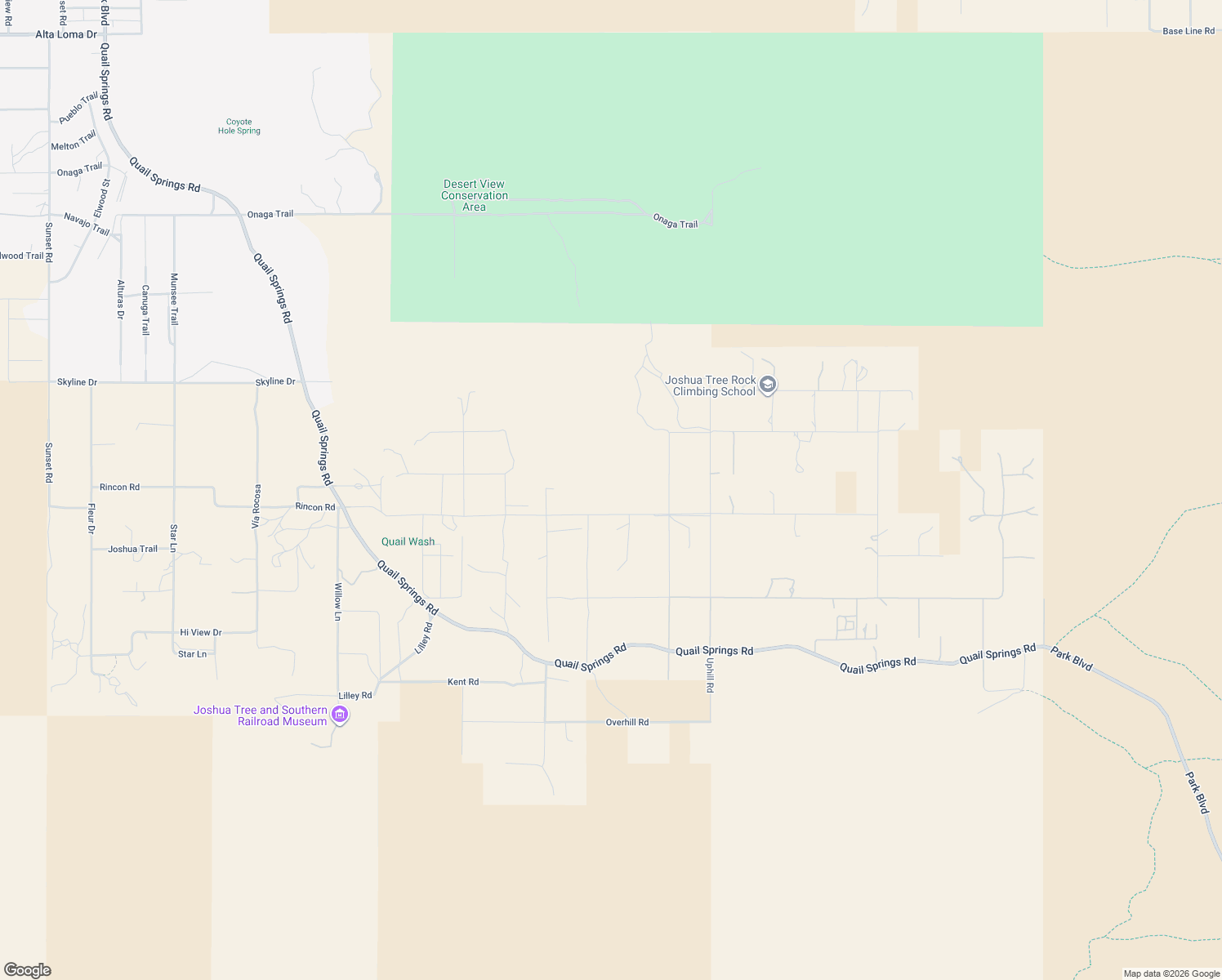 map of restaurants, bars, coffee shops, grocery stores, and more near 63054 Rocking Chair Road in Joshua Tree