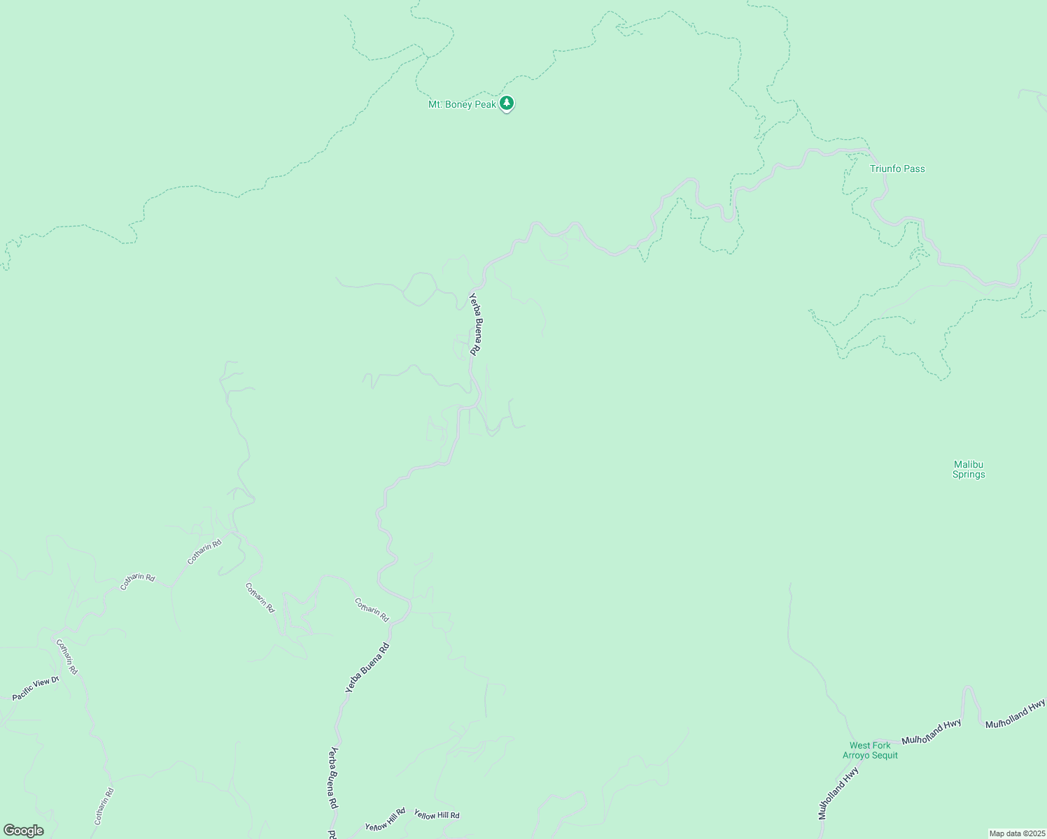 map of restaurants, bars, coffee shops, grocery stores, and more near 12486 Yerba Buena Road in Malibu