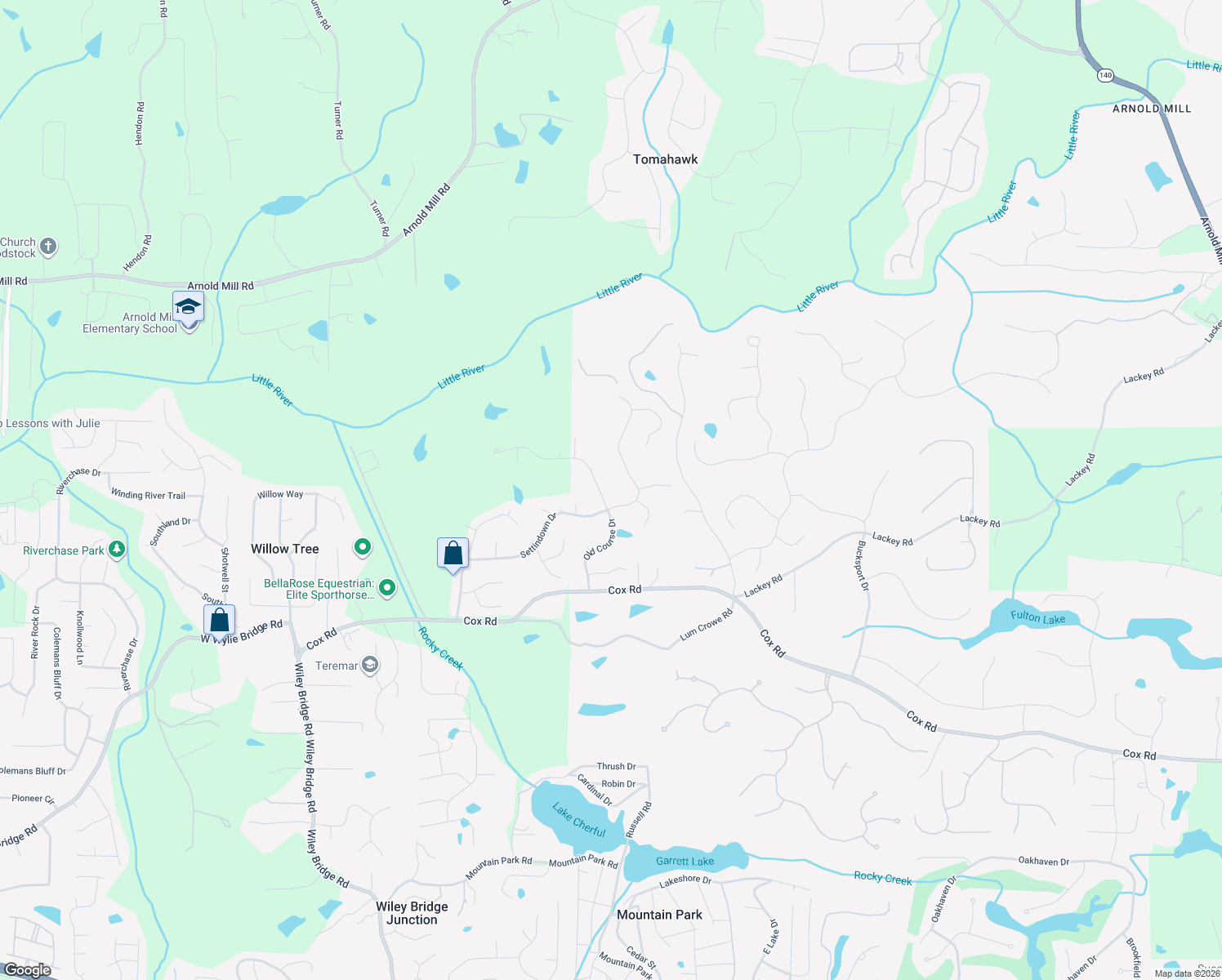 map of restaurants, bars, coffee shops, grocery stores, and more near 13045 Old Course Drive in Roswell