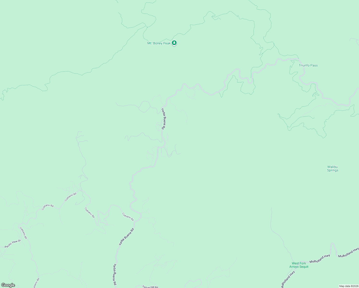 map of restaurants, bars, coffee shops, grocery stores, and more near 12486 Yerba Buena Road in Malibu