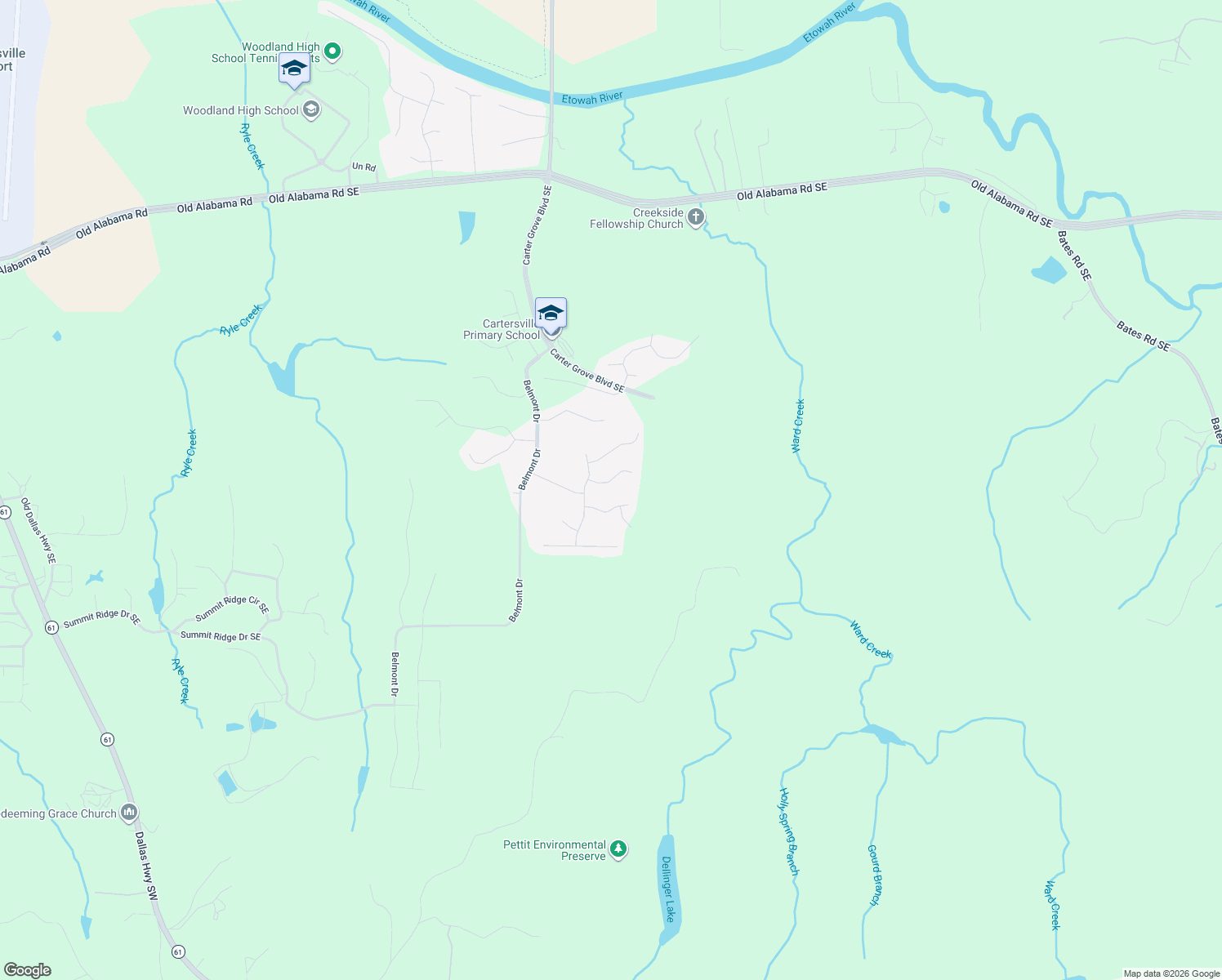 map of restaurants, bars, coffee shops, grocery stores, and more near 12 Ivy Stone Court in Acworth
