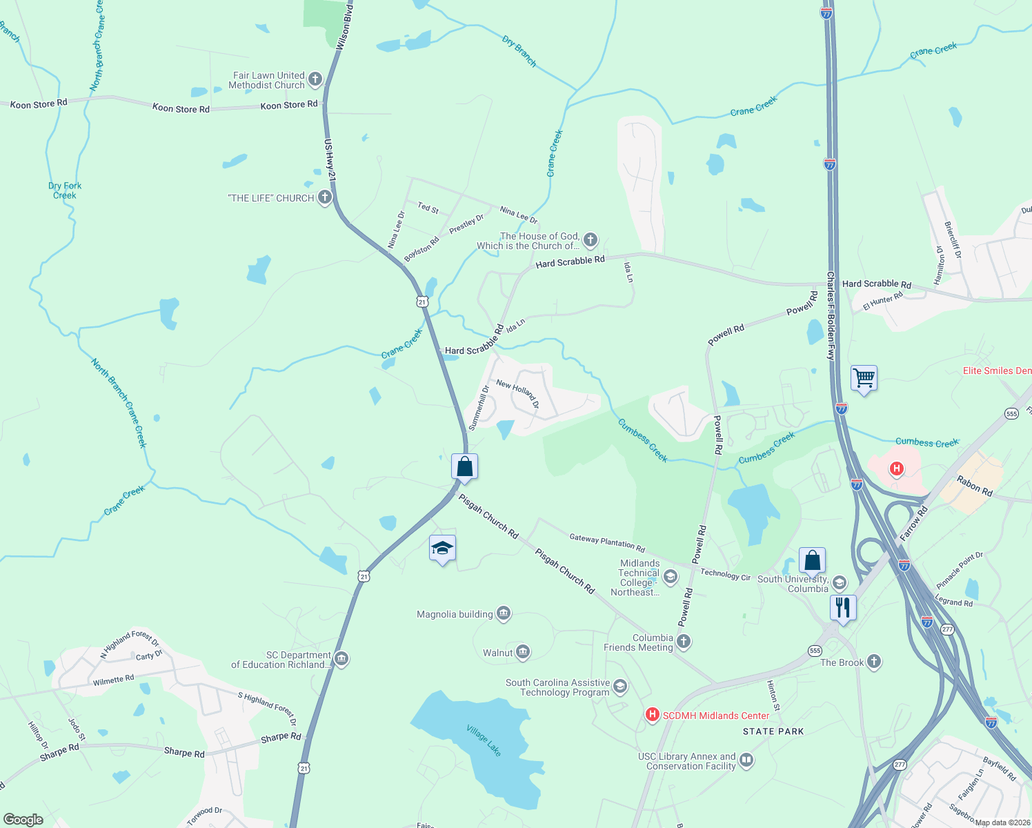 map of restaurants, bars, coffee shops, grocery stores, and more near 124 Durango Avenue in Columbia