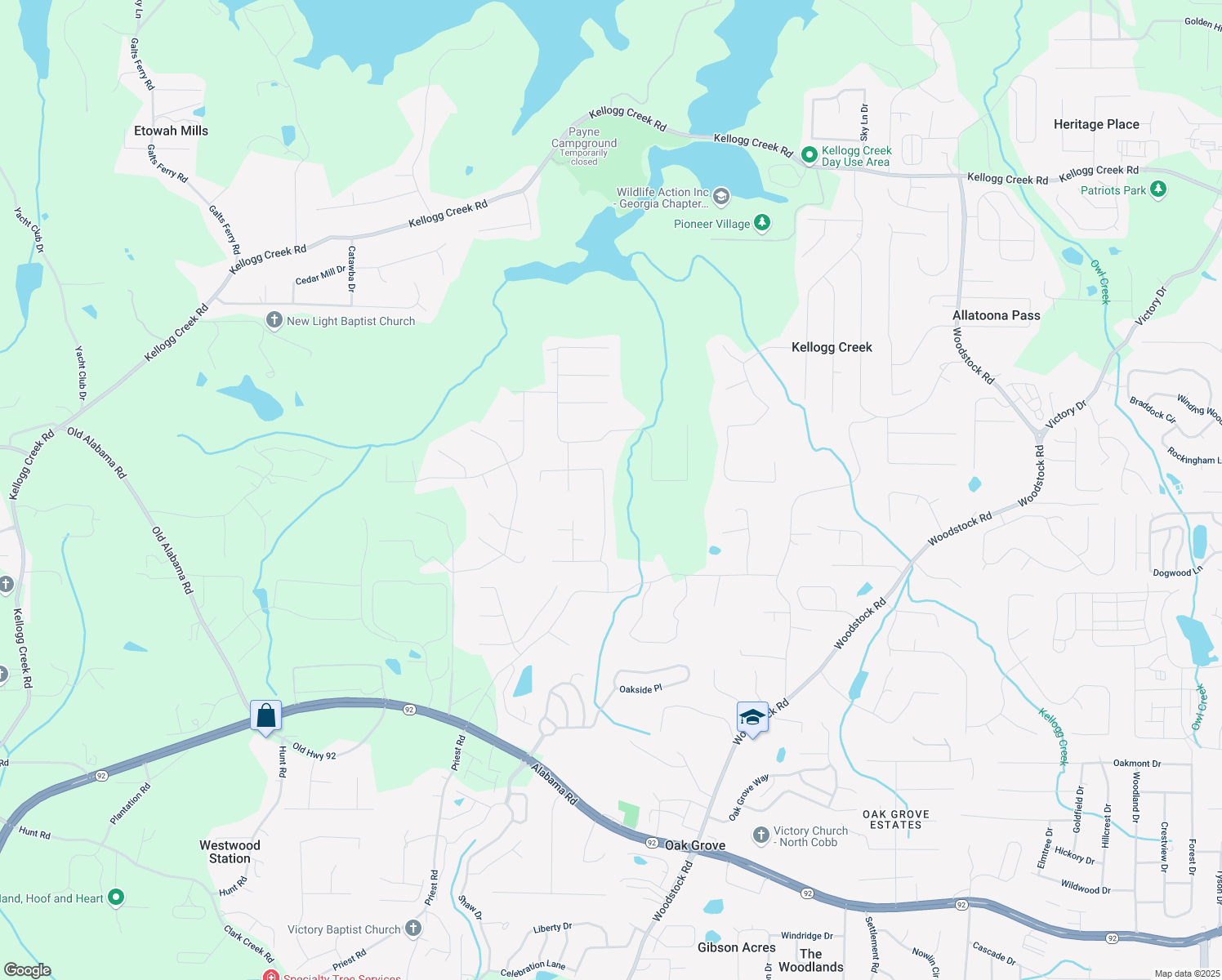 map of restaurants, bars, coffee shops, grocery stores, and more near 6222 Westridge Trce in Acworth