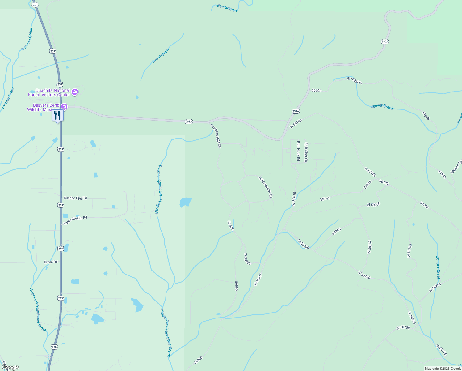 map of restaurants, bars, coffee shops, grocery stores, and more near 50 800 in Broken Bow