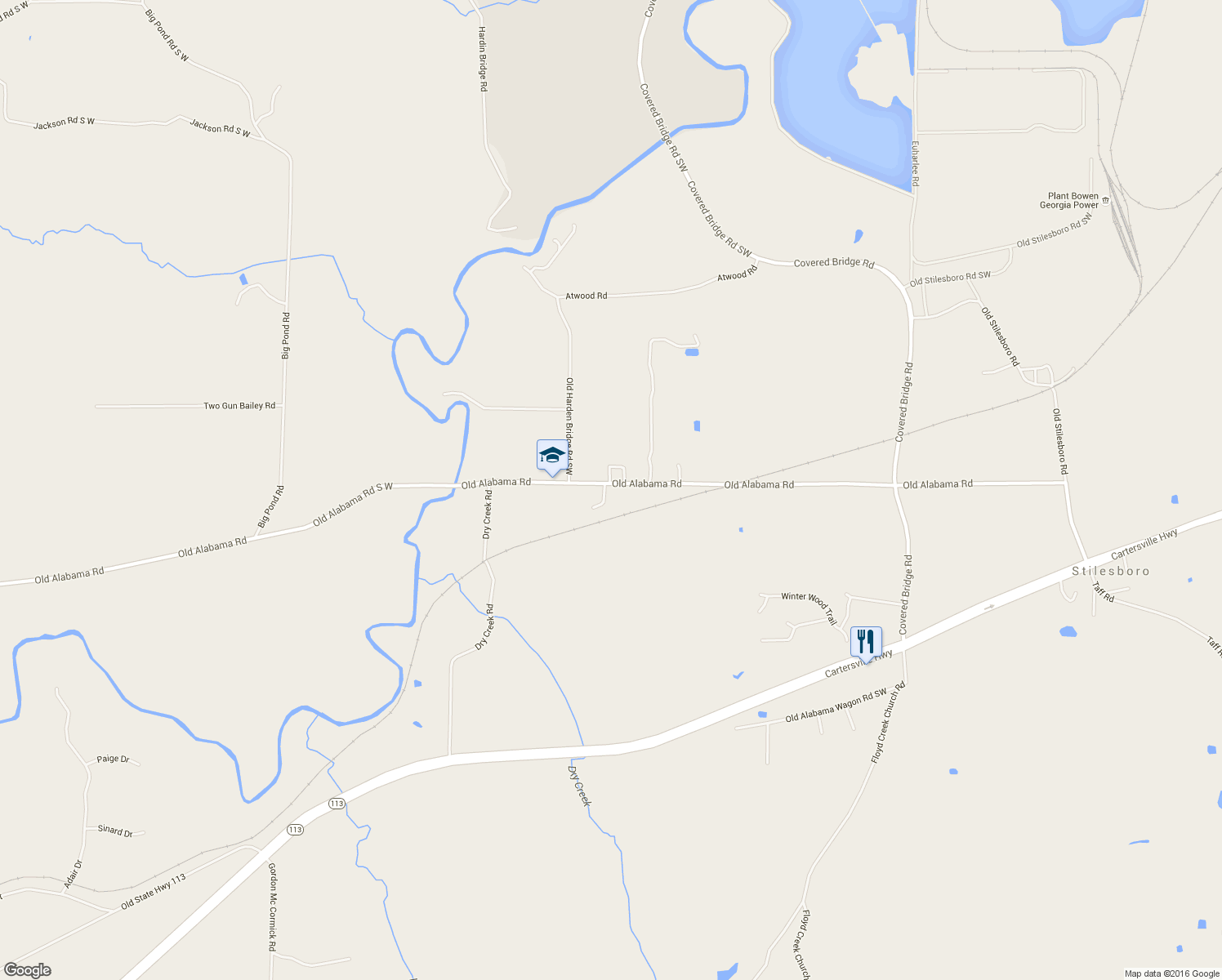 map of restaurants, bars, coffee shops, grocery stores, and more near 1497 Old Alabama Road in Taylorsville