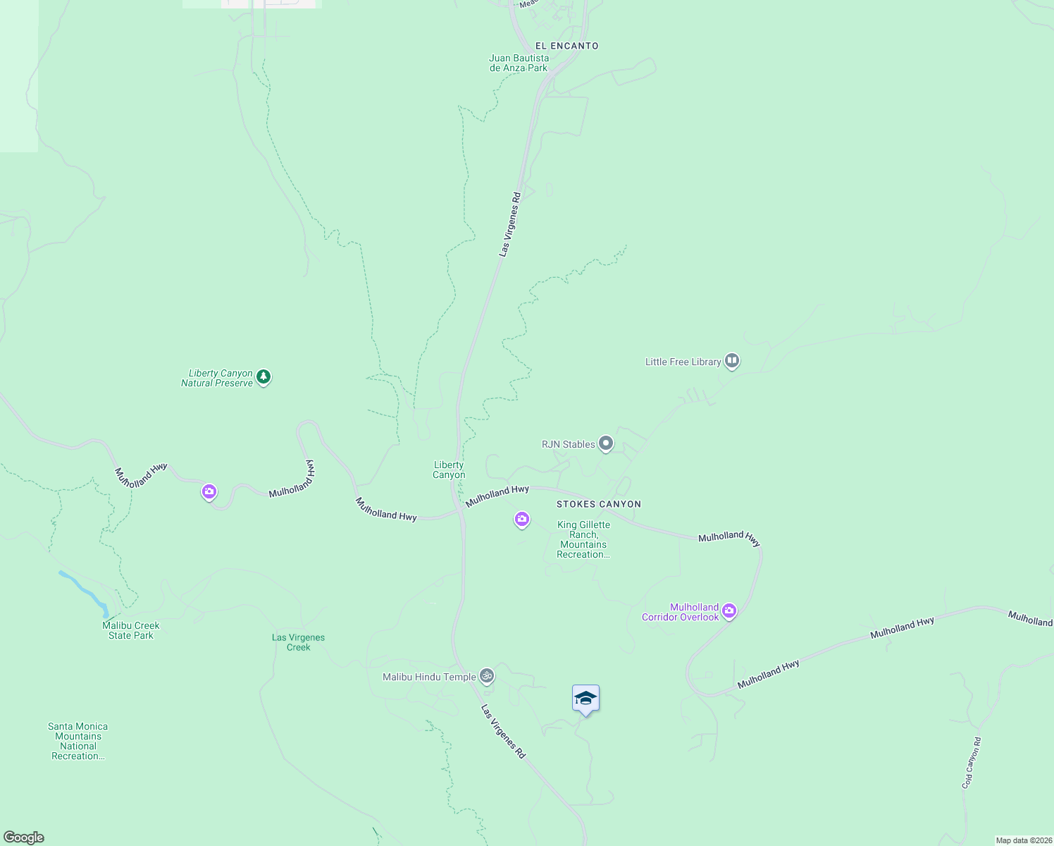 map of restaurants, bars, coffee shops, grocery stores, and more near 26876 Mulholland Highway in Calabasas