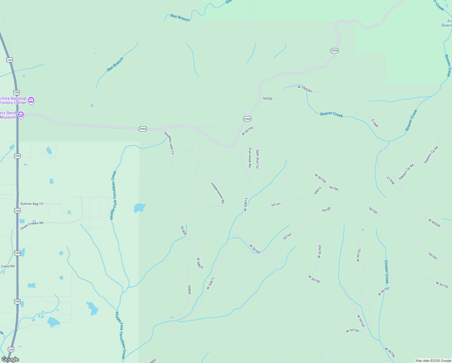 map of restaurants, bars, coffee shops, grocery stores, and more near 66 Bobber Road in Broken Bow