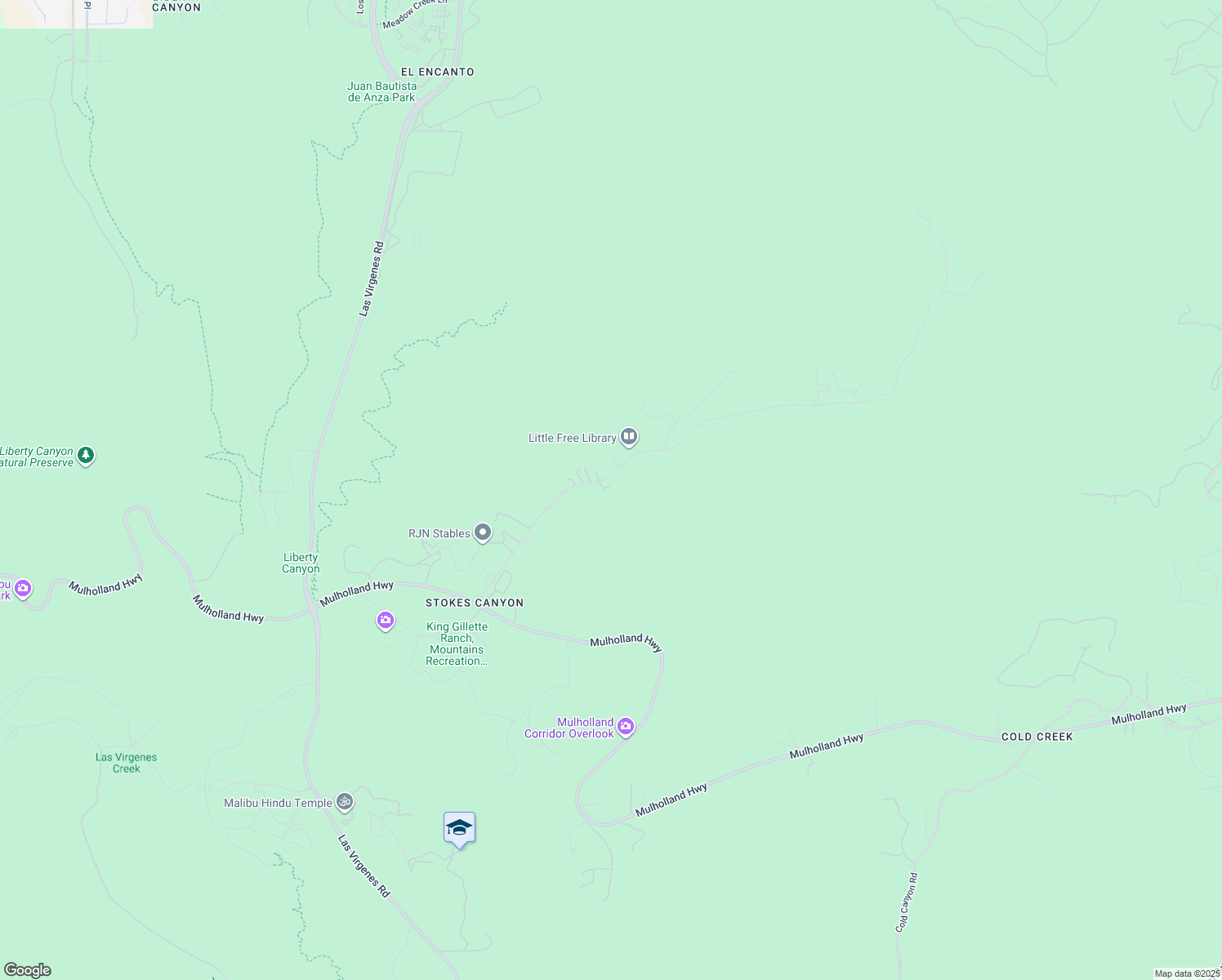 map of restaurants, bars, coffee shops, grocery stores, and more near 2470 Stokes Canyon Road in Calabasas