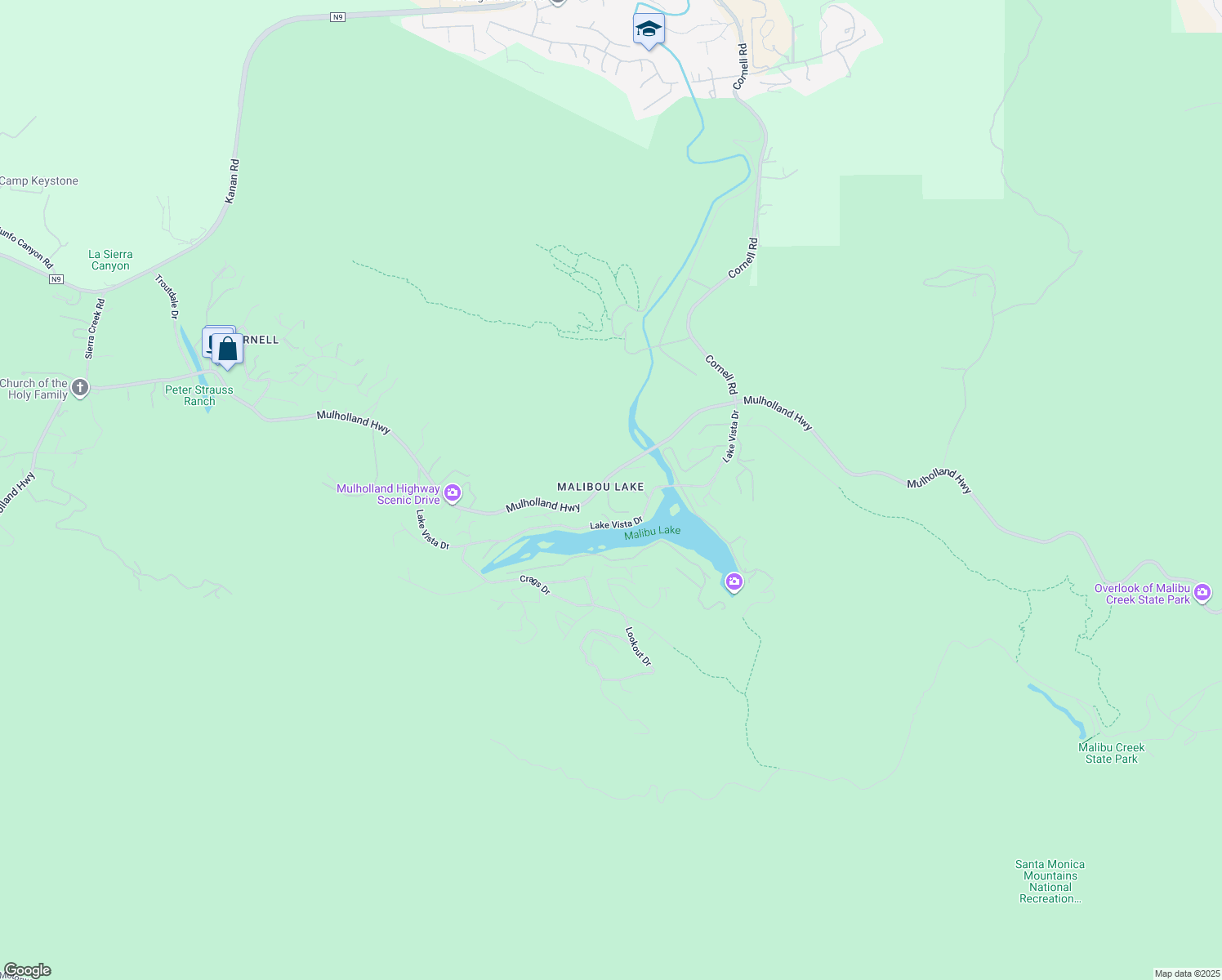 map of restaurants, bars, coffee shops, grocery stores, and more near 2411 Highpoint Drive in Agoura Hills