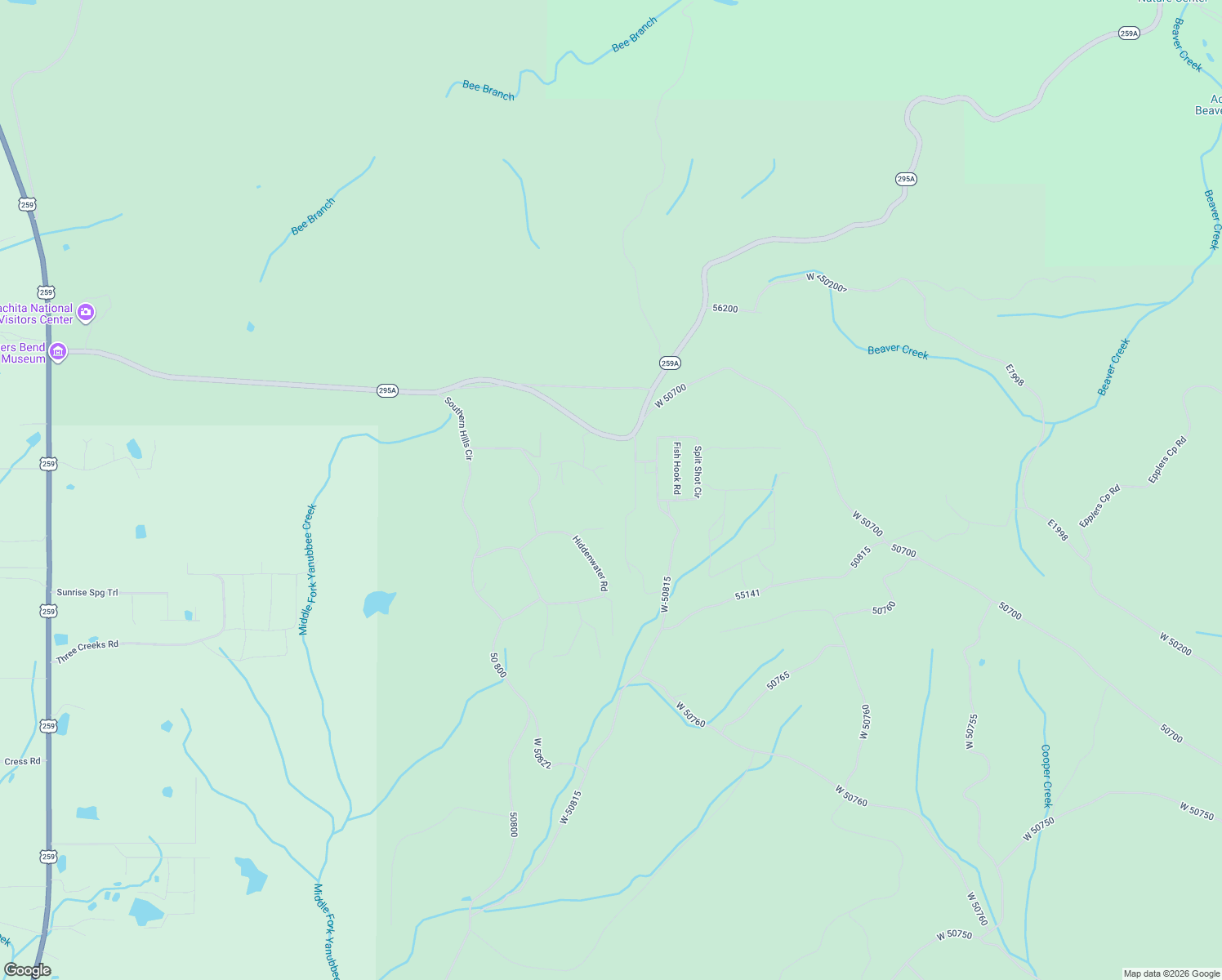 map of restaurants, bars, coffee shops, grocery stores, and more near 66 Bobber Road in Broken Bow