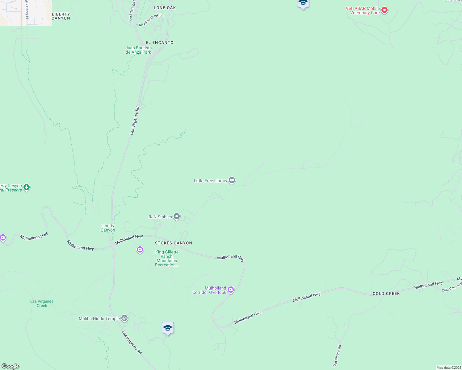 map of restaurants, bars, coffee shops, grocery stores, and more near 2547 Stokes Canyon Road in Calabasas