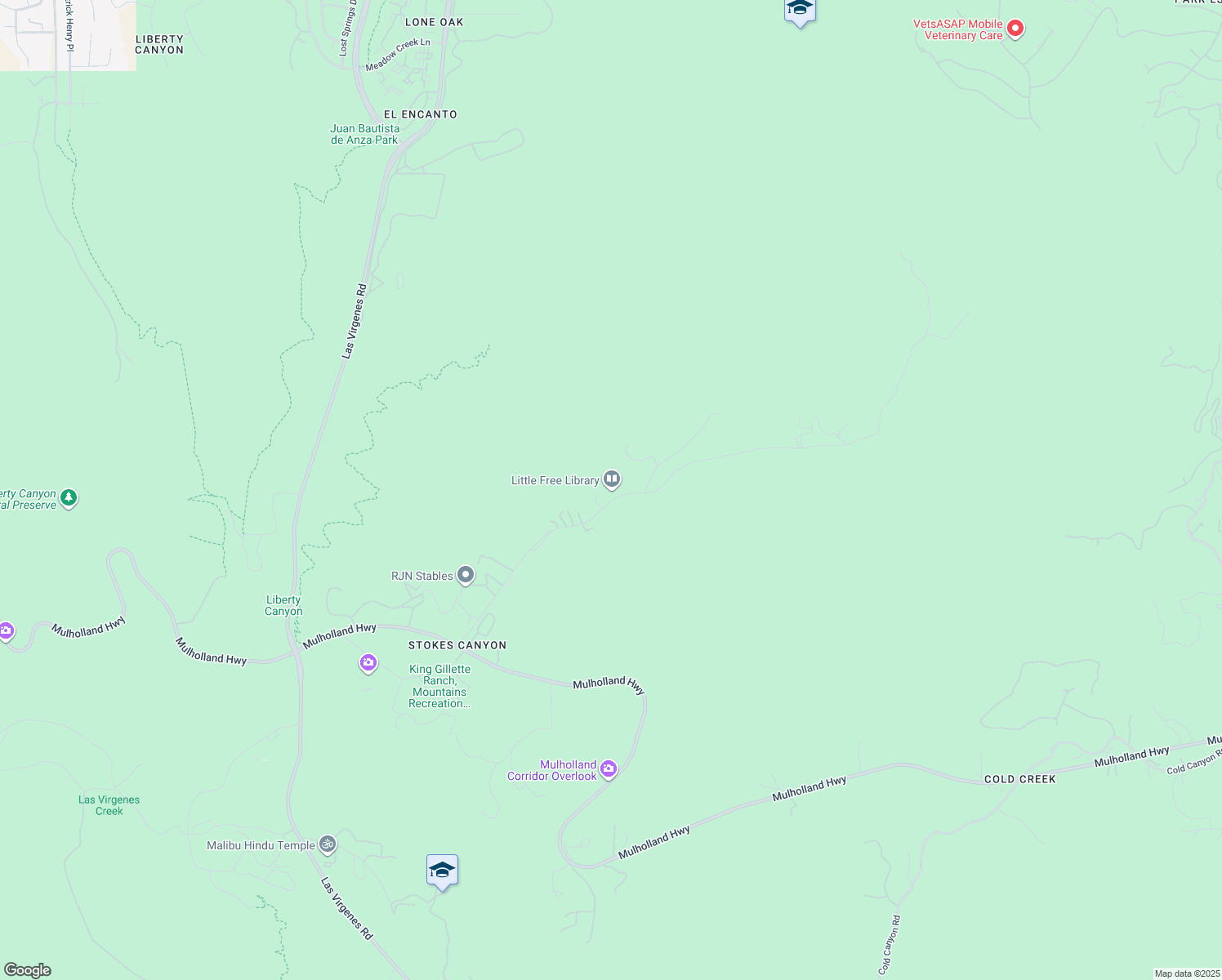 map of restaurants, bars, coffee shops, grocery stores, and more near 2547 Stokes Canyon Road in Calabasas