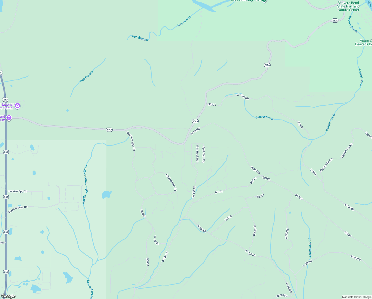 map of restaurants, bars, coffee shops, grocery stores, and more near 66 Bobber Road in Broken Bow