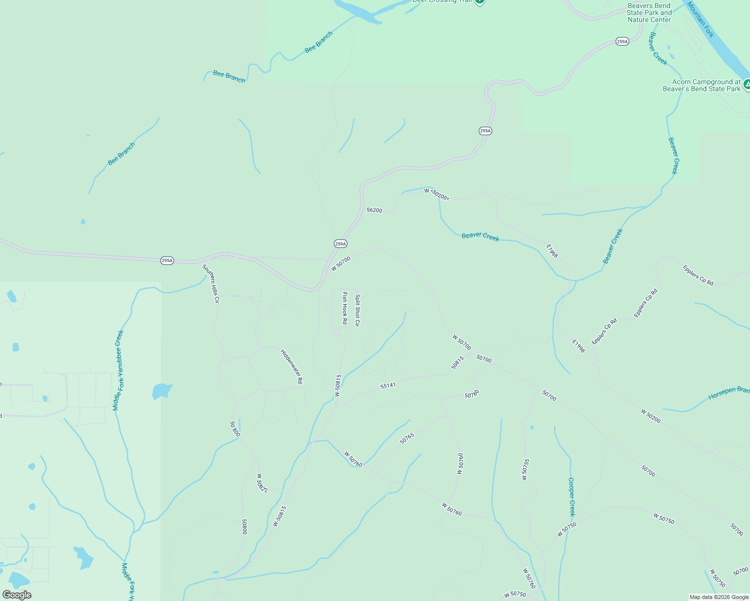 map of restaurants, bars, coffee shops, grocery stores, and more near 321 Split Shot Circle in Broken Bow