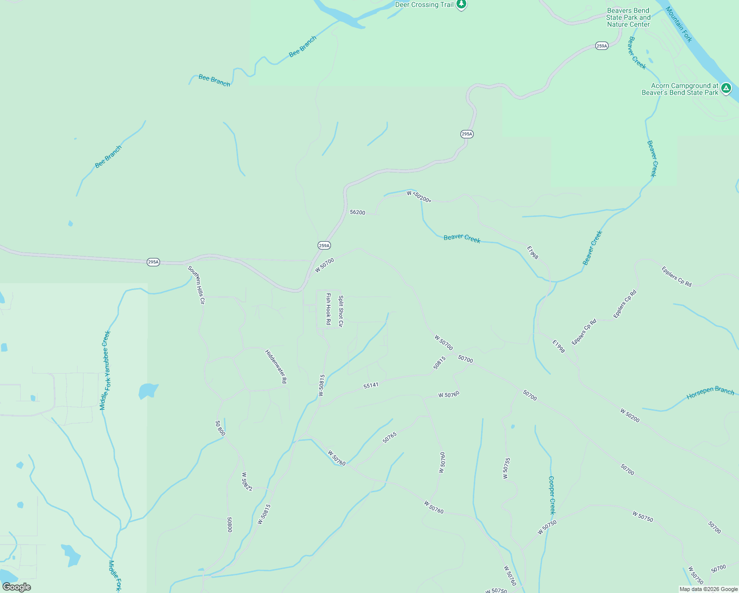 map of restaurants, bars, coffee shops, grocery stores, and more near Trebble Hook Road in Broken Bow