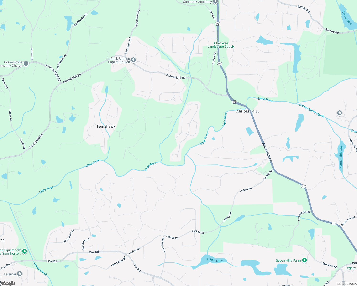 map of restaurants, bars, coffee shops, grocery stores, and more near 589 Devon Brooke Drive in Woodstock