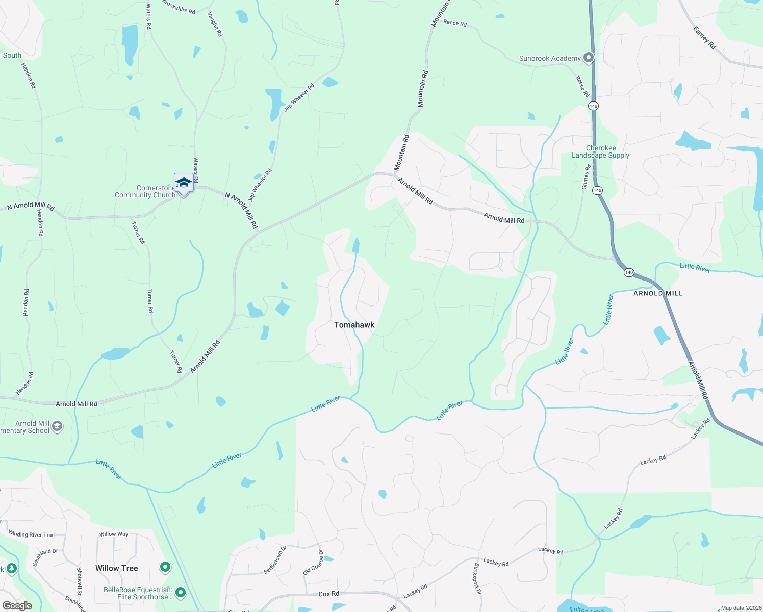 map of restaurants, bars, coffee shops, grocery stores, and more near 506 Chieftain Court in Woodstock