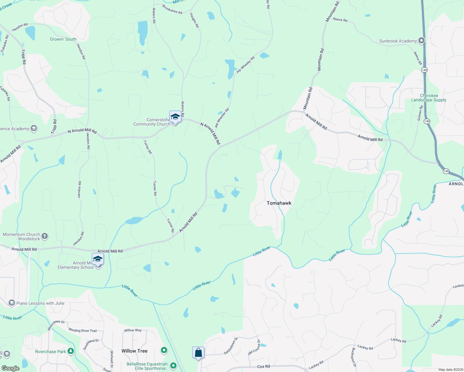 map of restaurants, bars, coffee shops, grocery stores, and more near 818 Arnold Mill Road in Woodstock