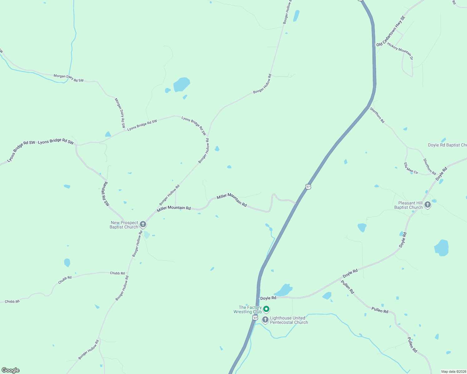 map of restaurants, bars, coffee shops, grocery stores, and more near 386 Miller Mountain Road Southwest in Lindale