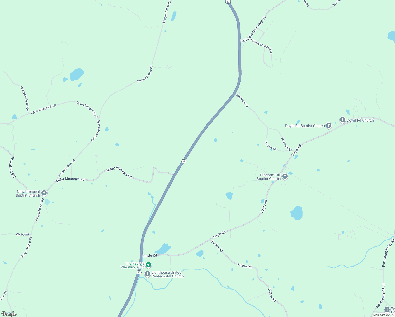 map of restaurants, bars, coffee shops, grocery stores, and more near 5281 Cedartown Highway in Lindale